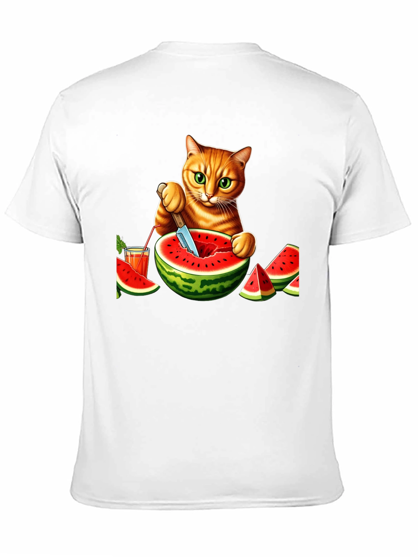 Cat Cutting Watermelon T-Shirt