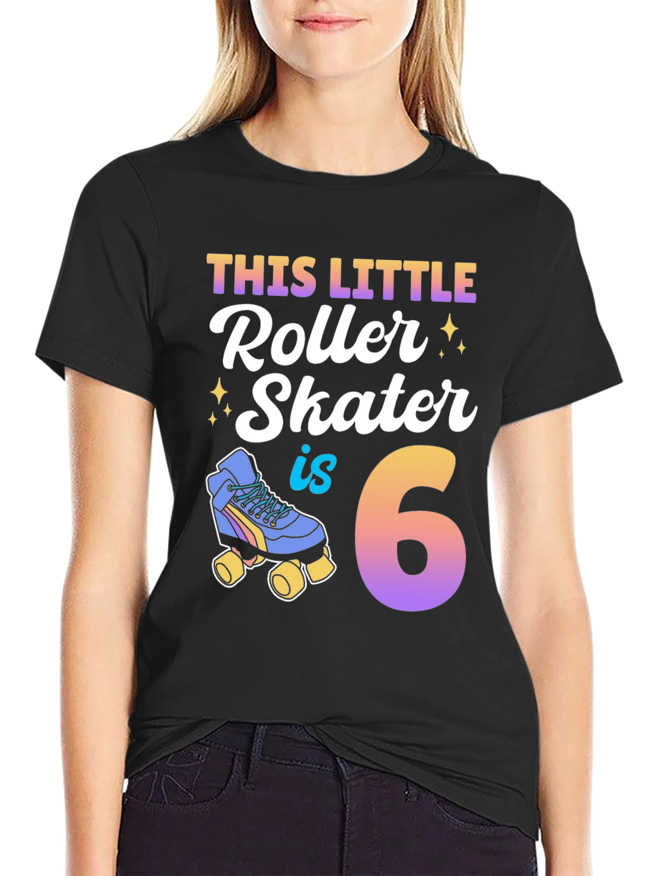 This Little Roller Skater is 6 Birthday Shirt