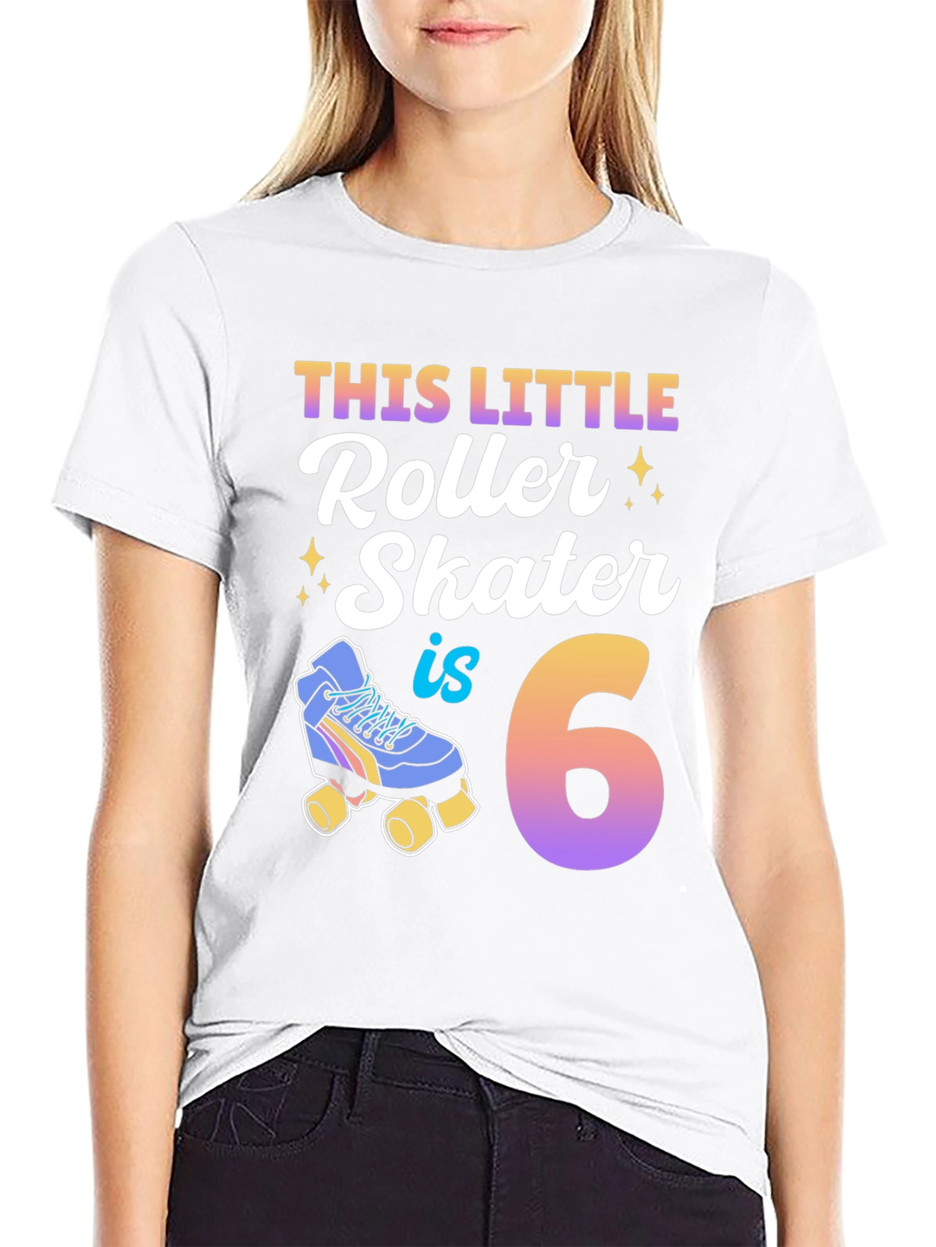 This Little Roller Skater is 6 Birthday Shirt