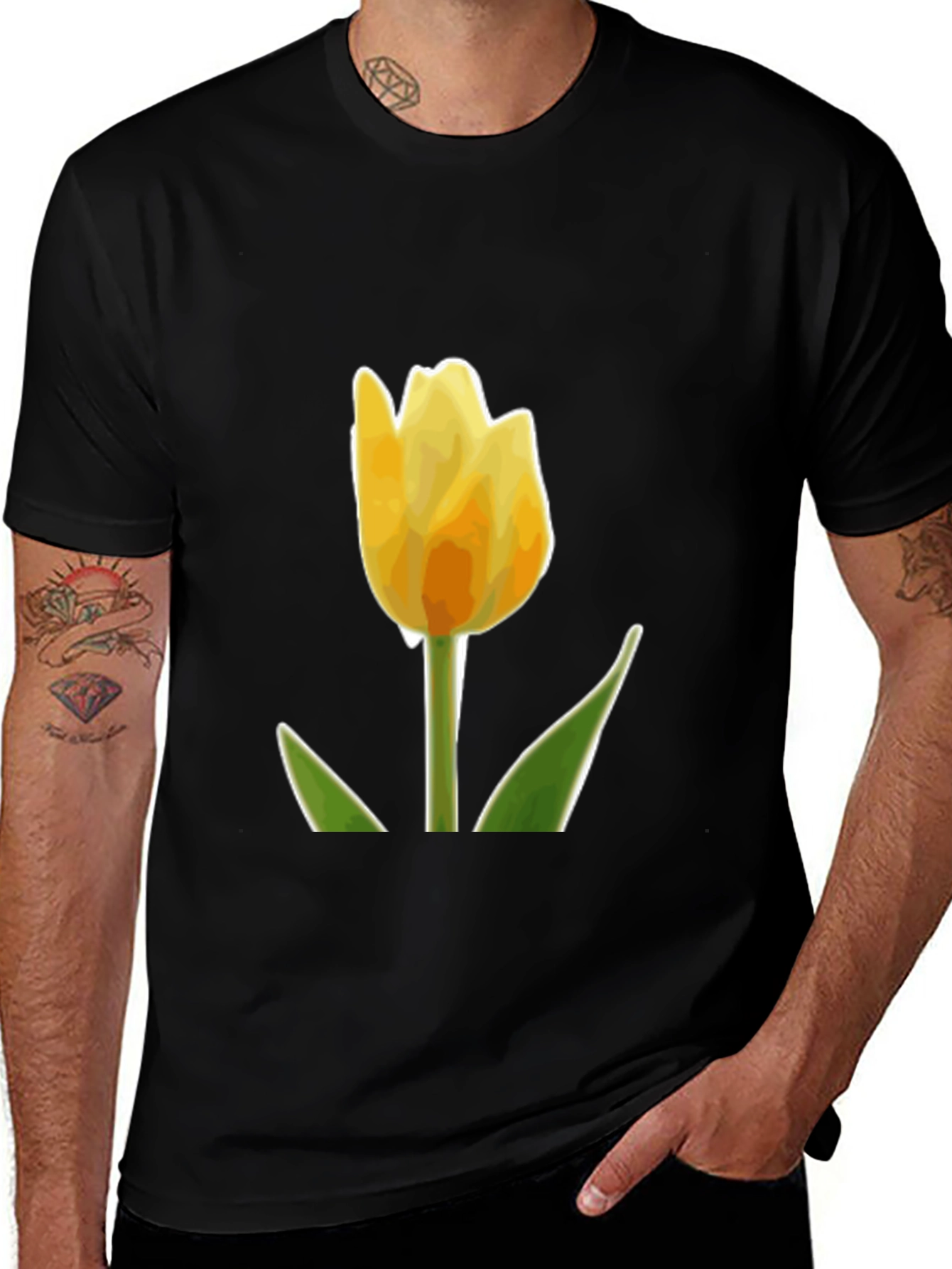 Yellow Tulip Graphic T-Shirt | Menswear
