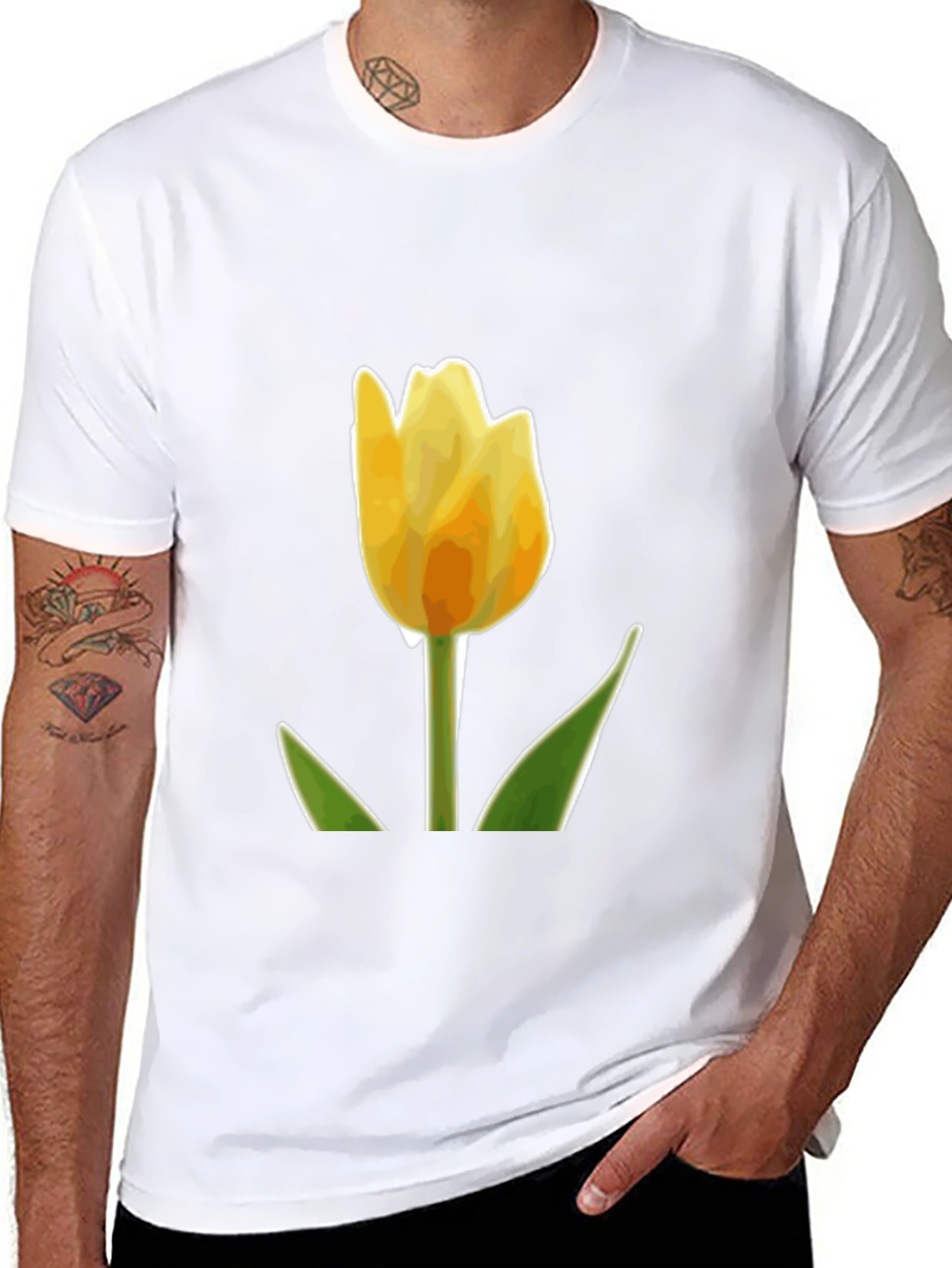 Yellow Tulip Graphic T-Shirt | Menswear