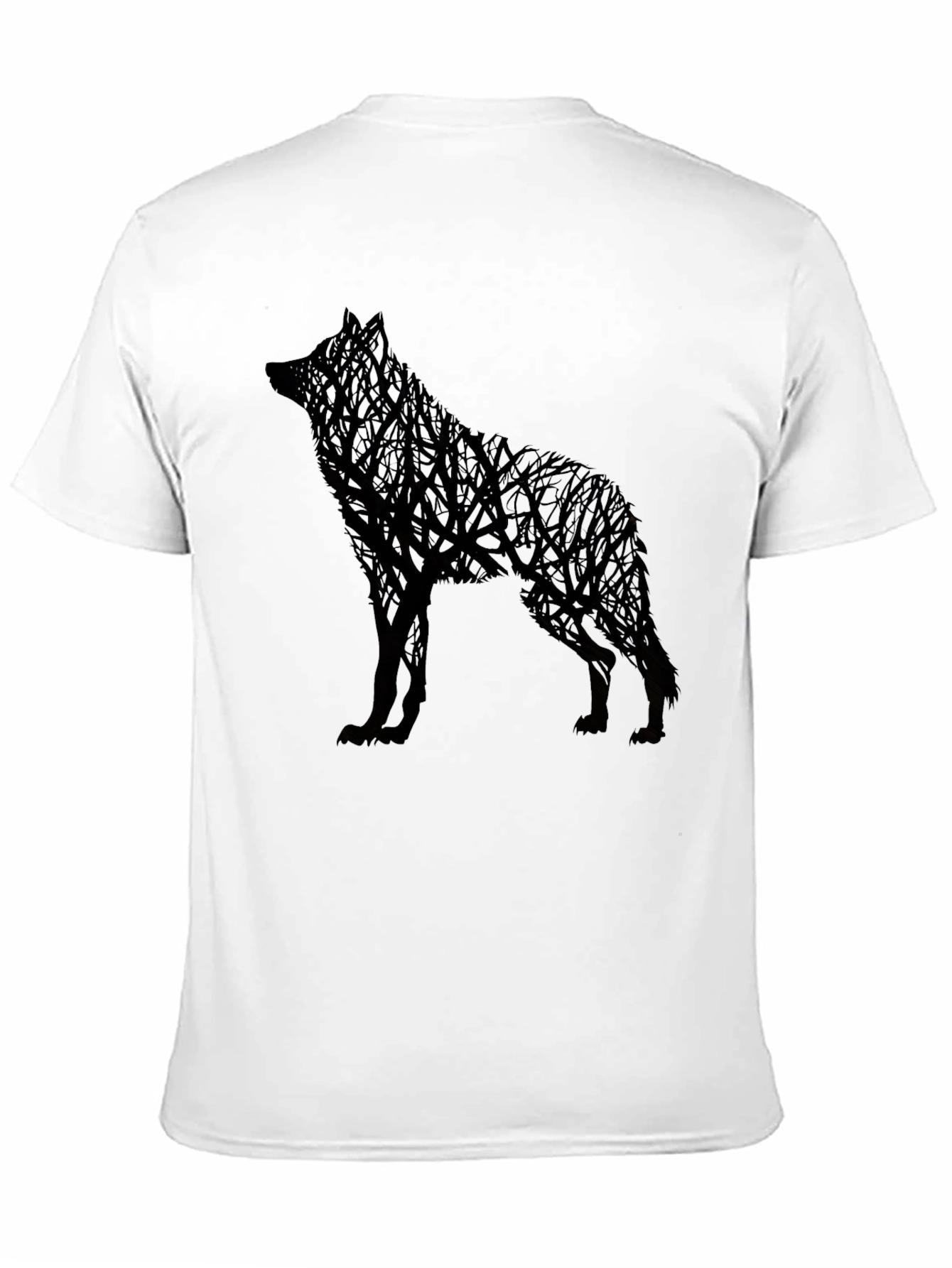 Wolf Tree Graphic Mens Black T-Shirt