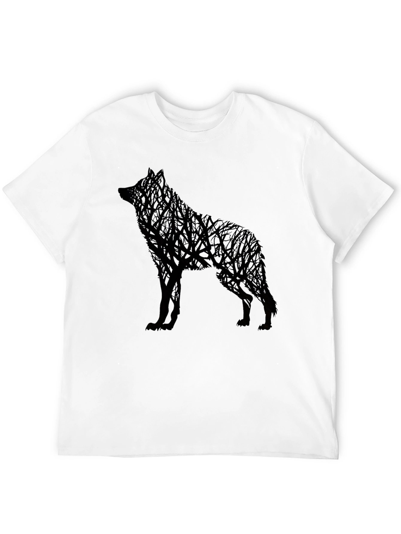Wolf Tree Graphic Mens Black T-Shirt