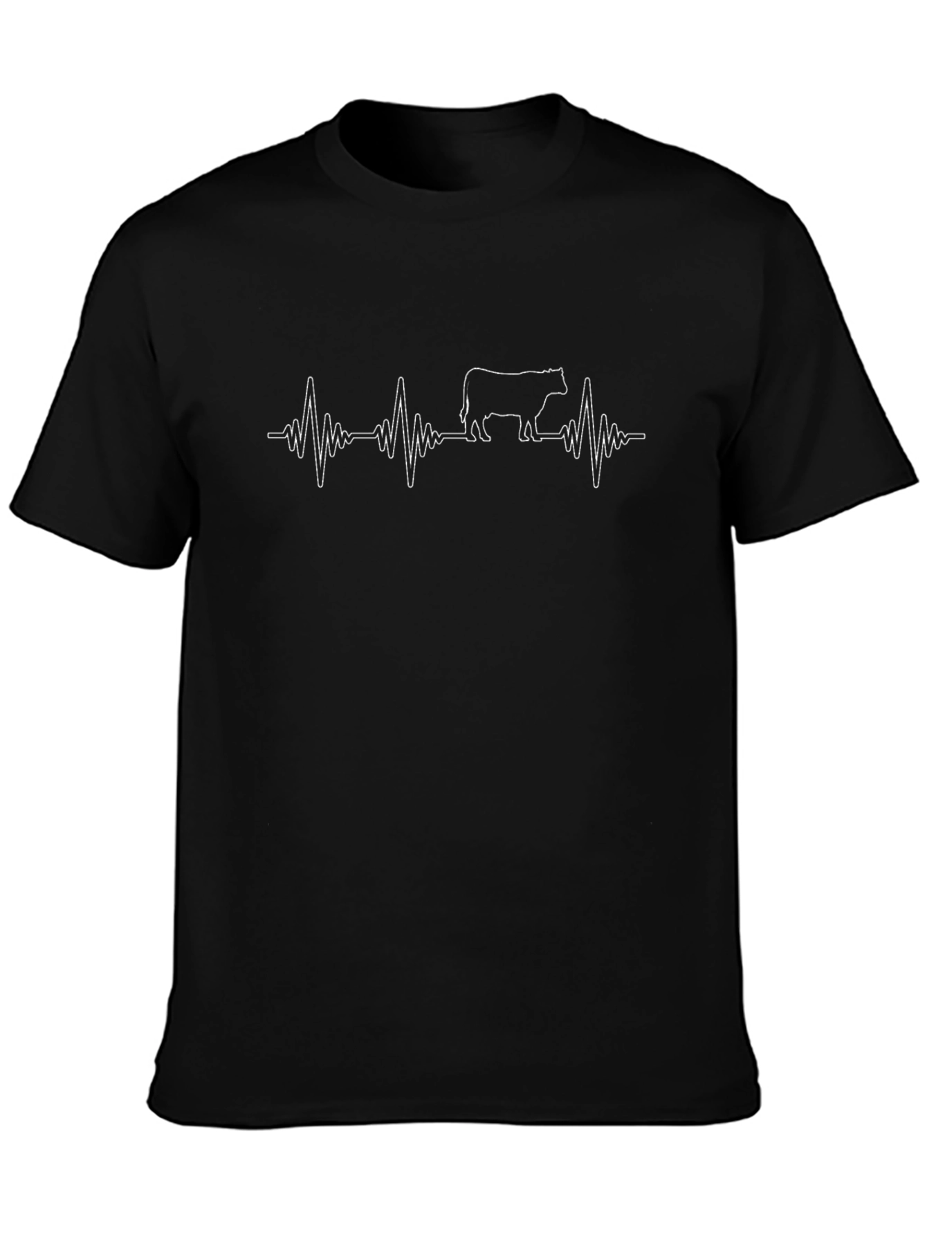 Cow Heartbeat T-Shirt - Black Graphic Tee