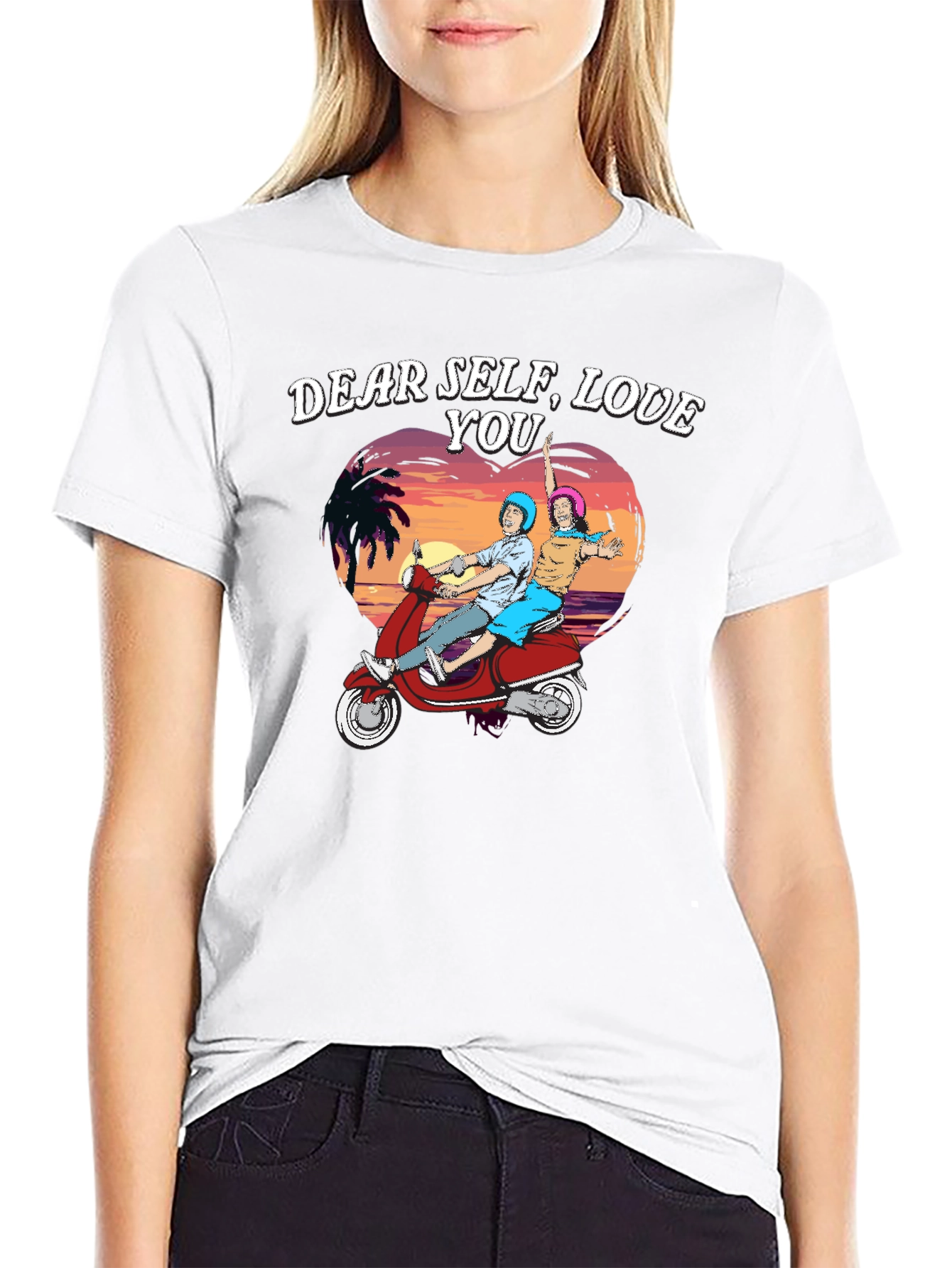 Dear Self Love You T-Shirt - Retro Scooter Design