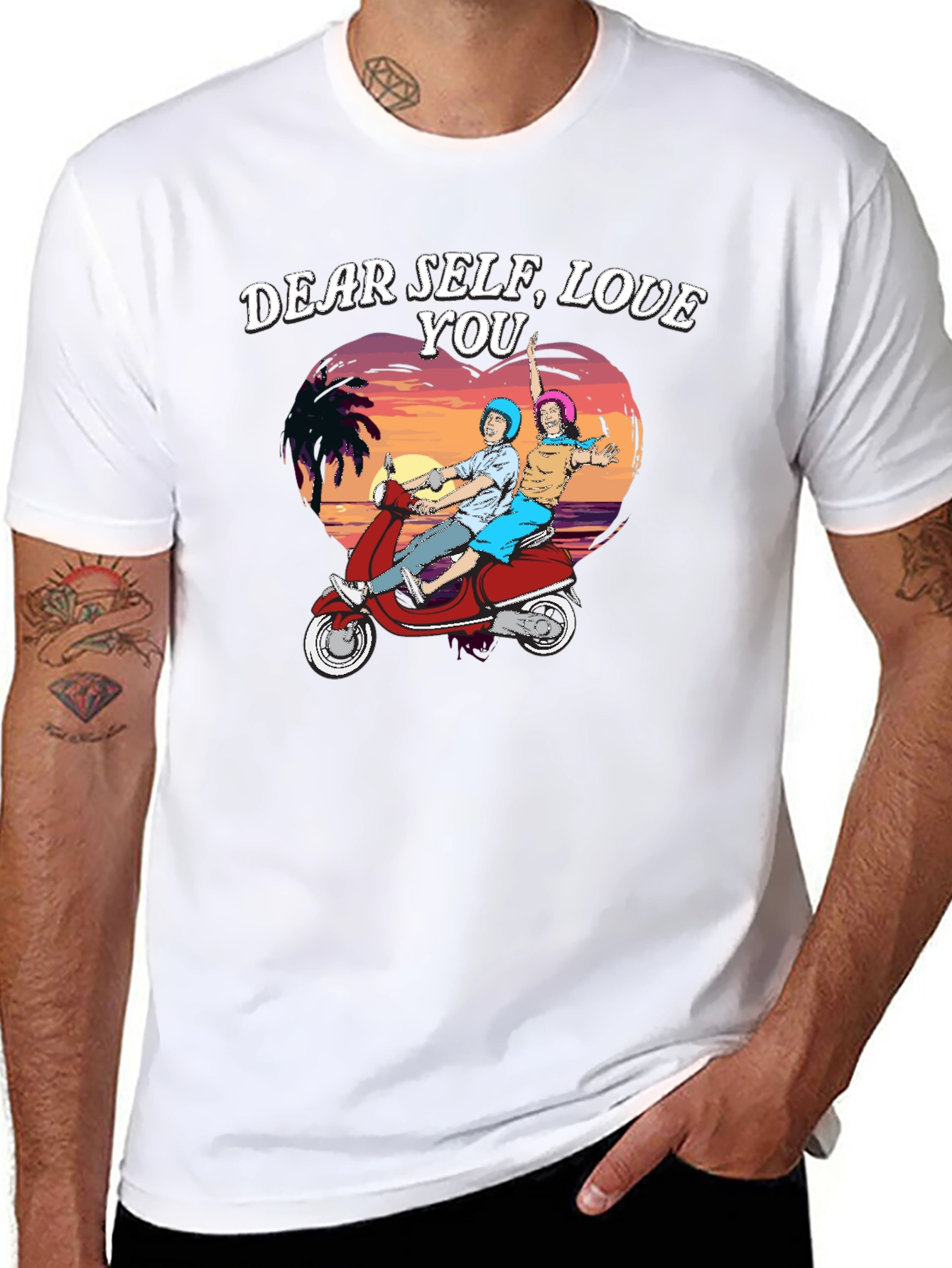 Dear Self Love You T-Shirt - Retro Scooter Design
