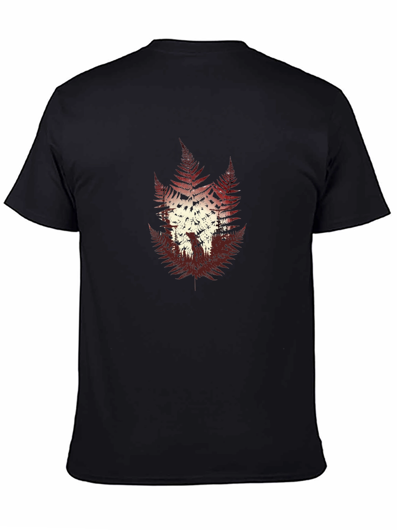 Fern Forest Graphic Print Mens Black T-Shirt