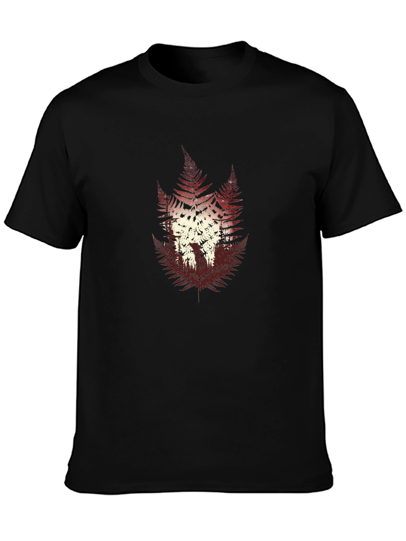 Fern Forest Graphic Print Mens Black T-Shirt