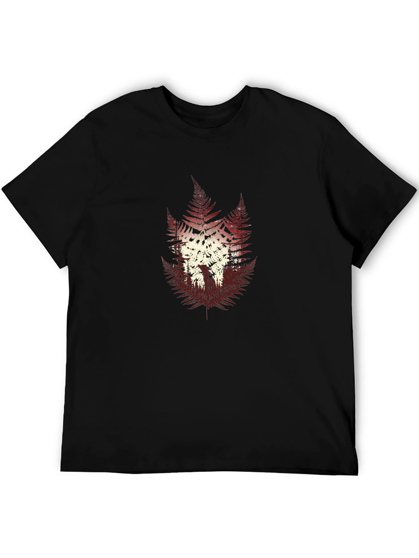Fern Forest Graphic Print Mens Black T-Shirt