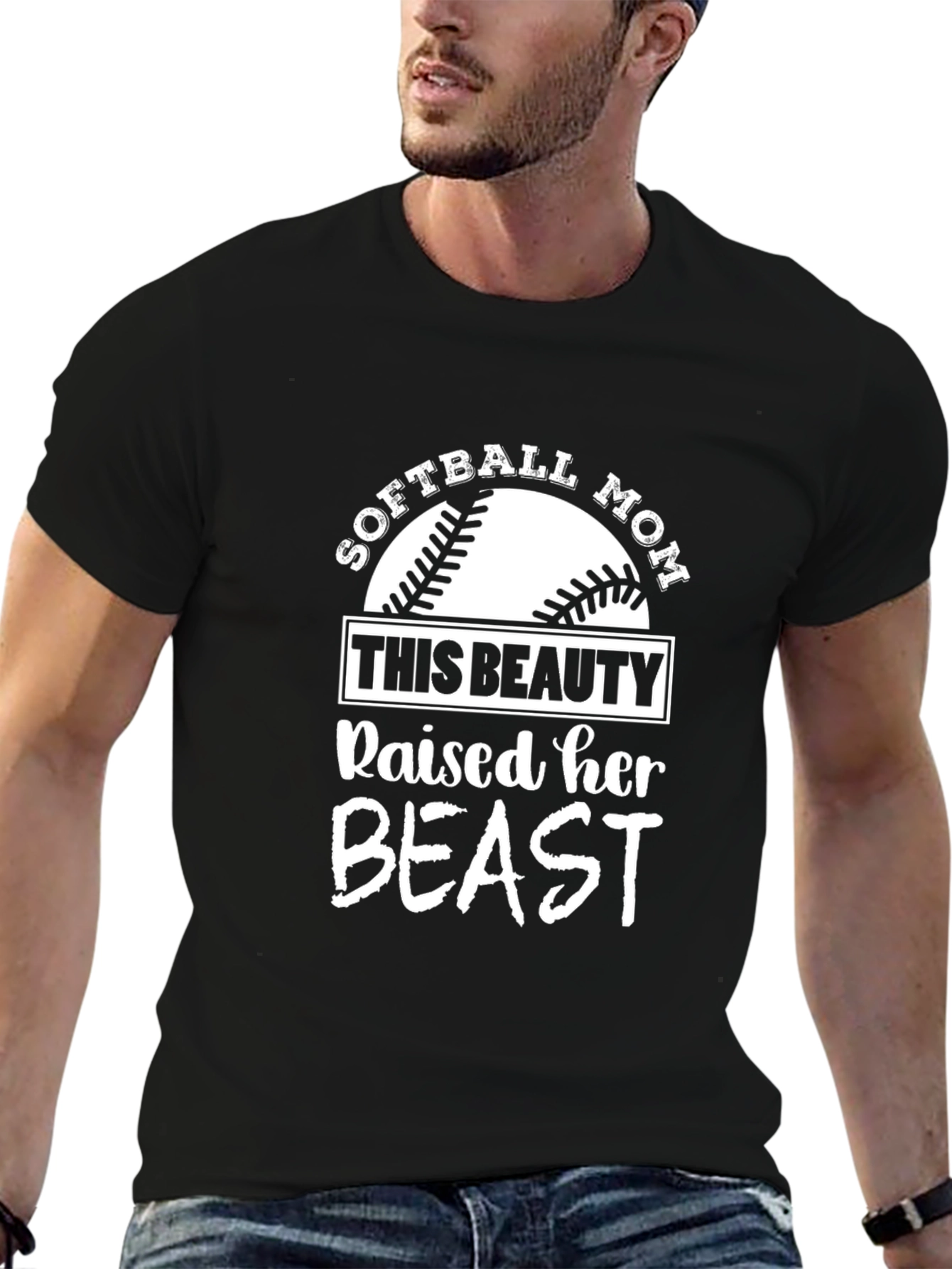 Softball Mom Shirt - Raised Her Beast T-Shirt
