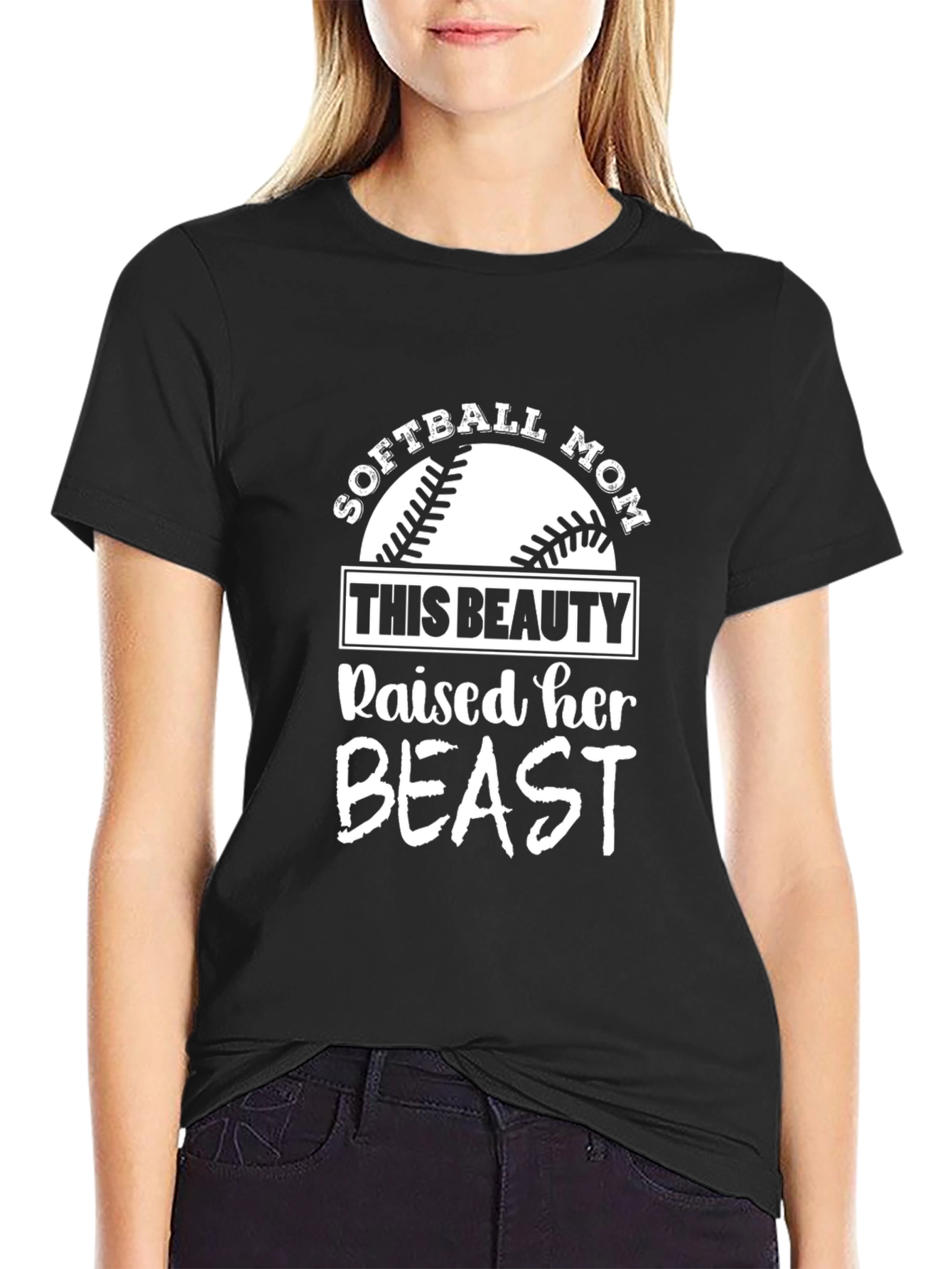 Softball Mom Shirt - Raised Her Beast T-Shirt