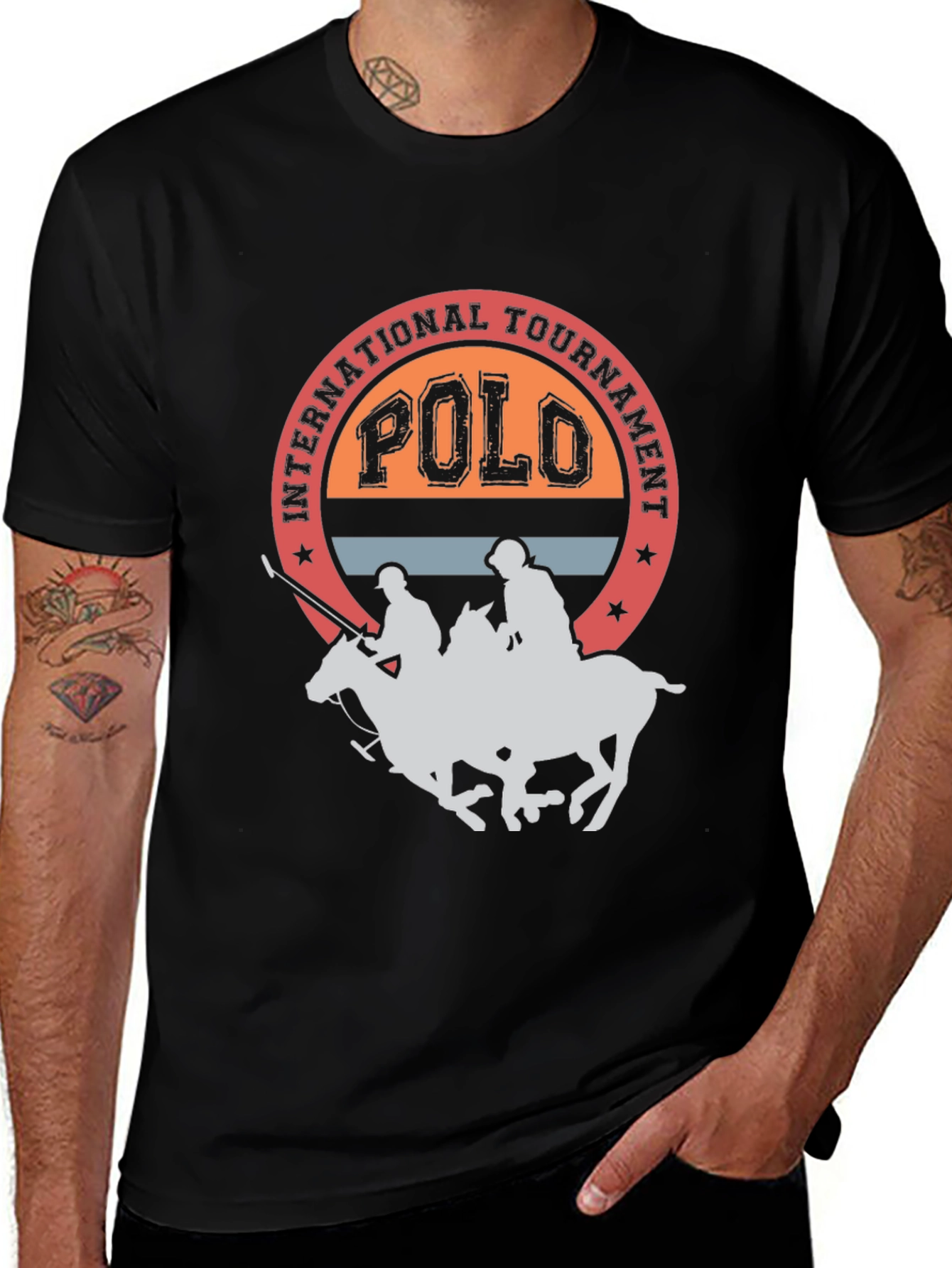 Polo Tournament Graphic Tee - Black