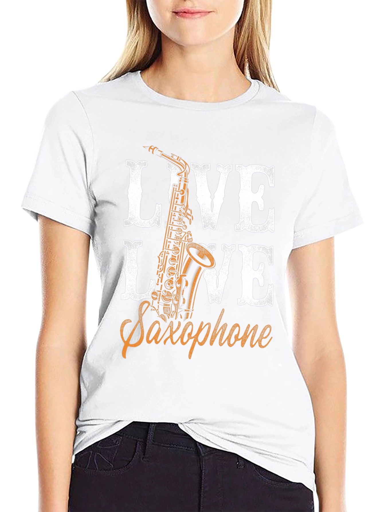 Live Saxophone T-Shirt - Black Graphic Tee