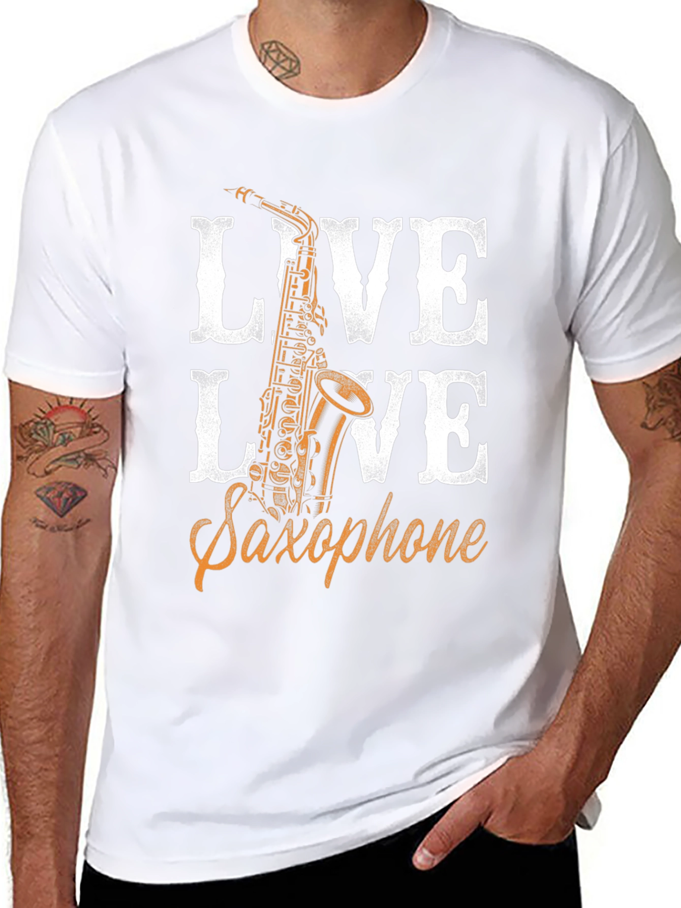Live Saxophone T-Shirt - Black Graphic Tee