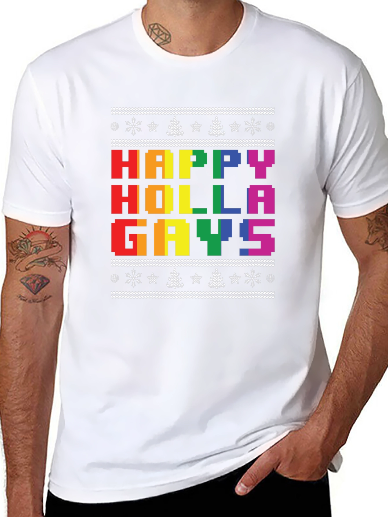 Happy Holla Gays Ugly Christmas T-Shirt