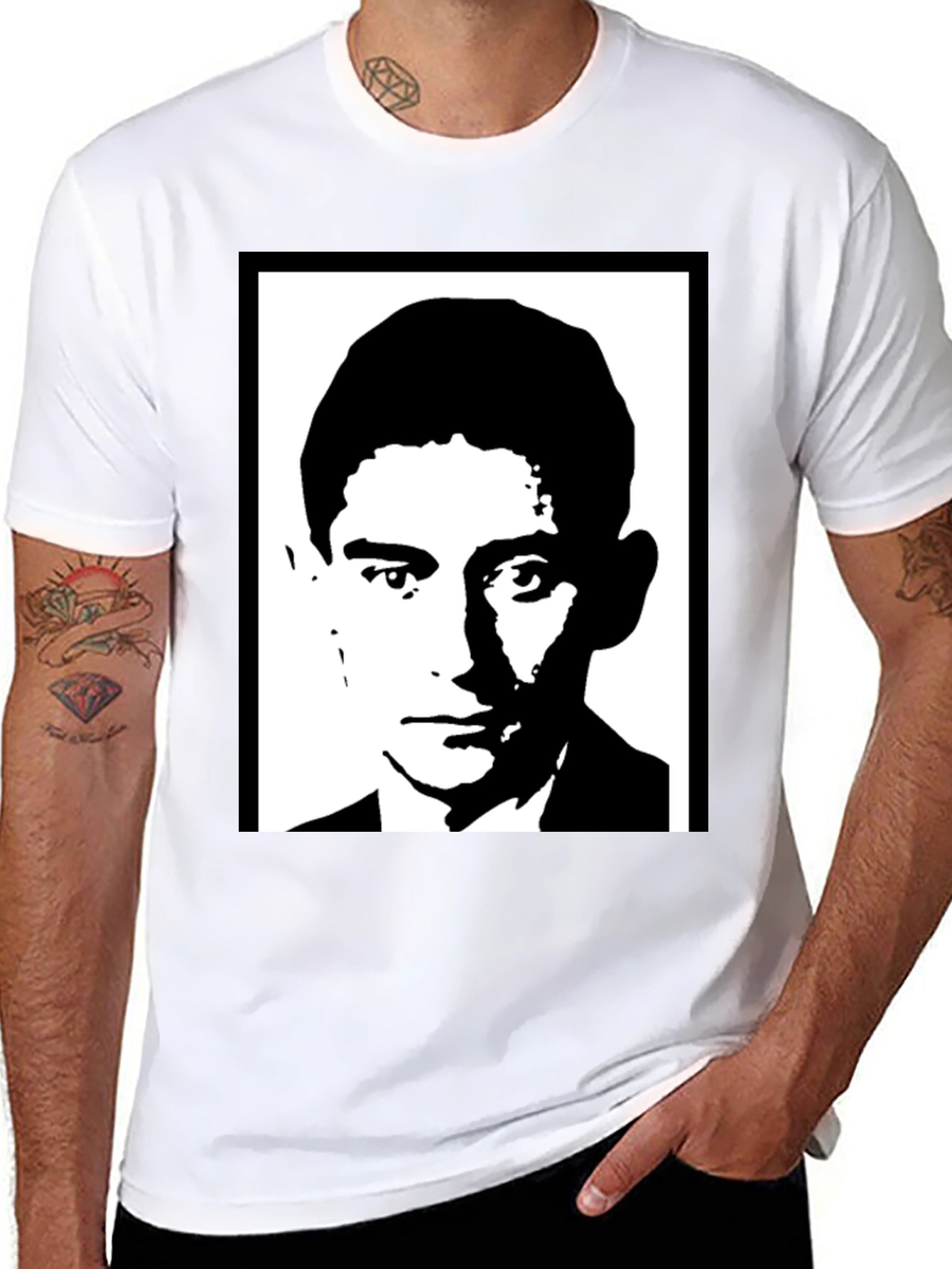 Kafka Portrait Black T-Shirt - Literary Cool
