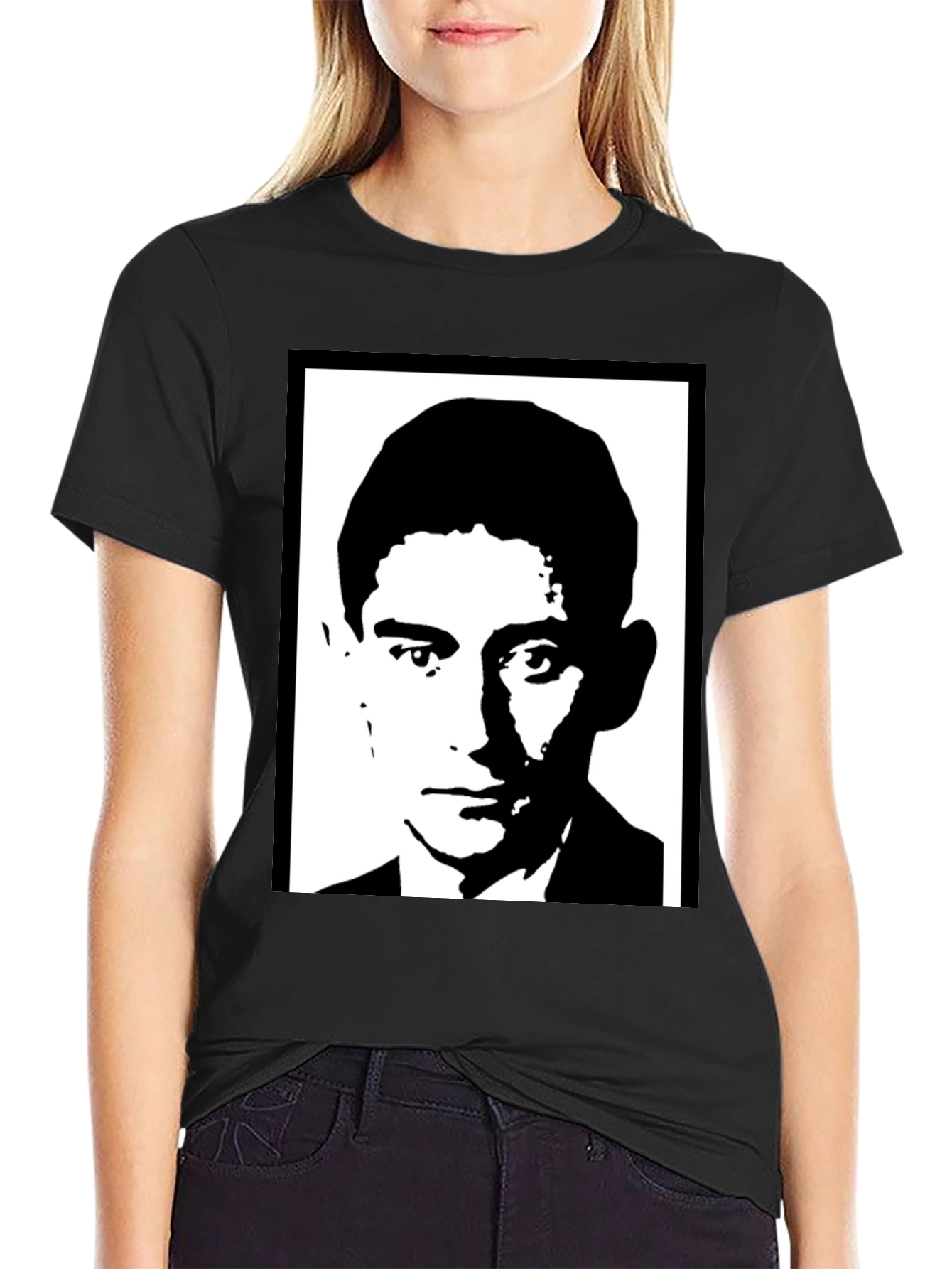 Kafka Portrait Black T-Shirt - Literary Cool
