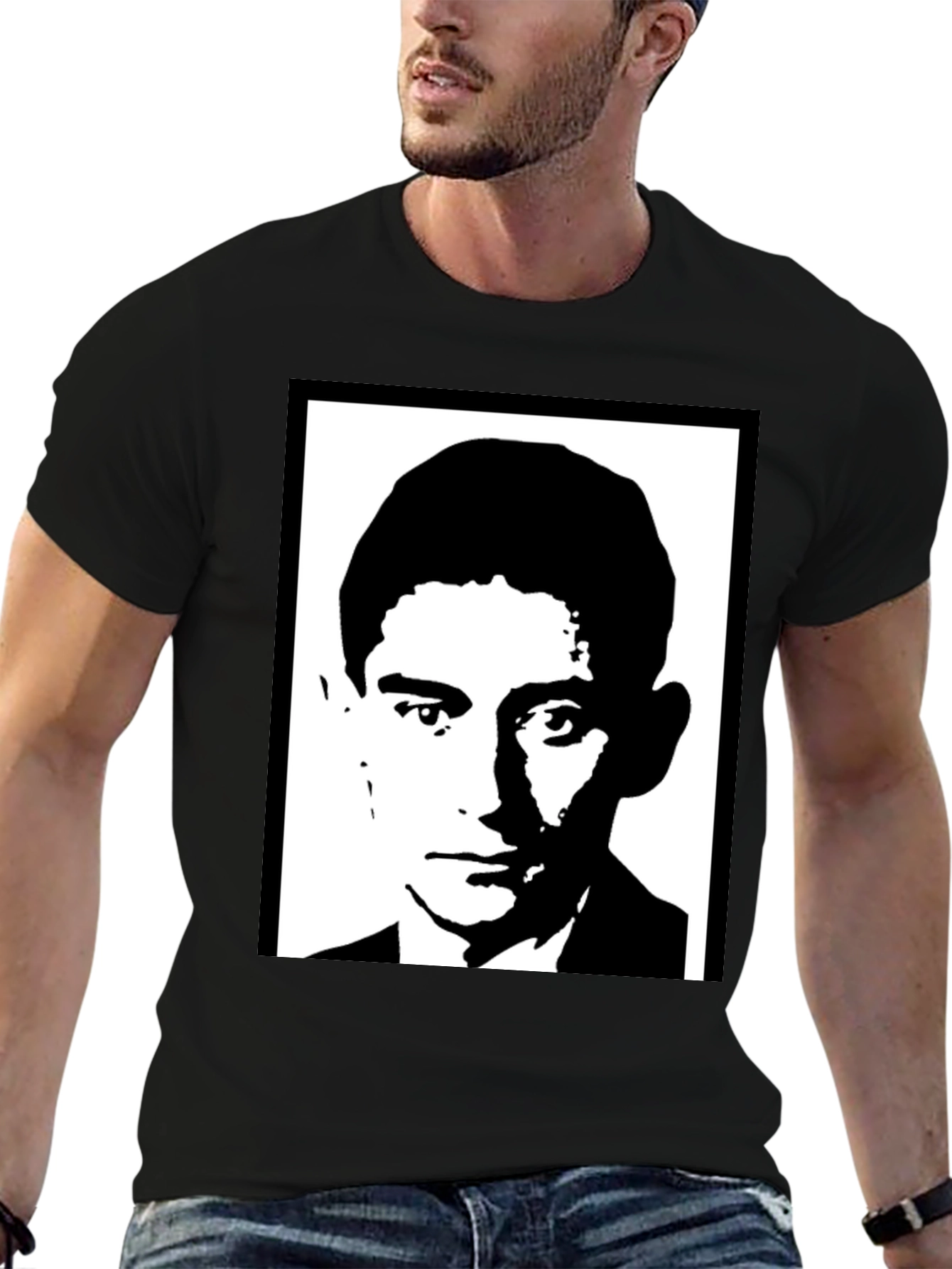 Kafka Portrait Black T-Shirt - Literary Cool
