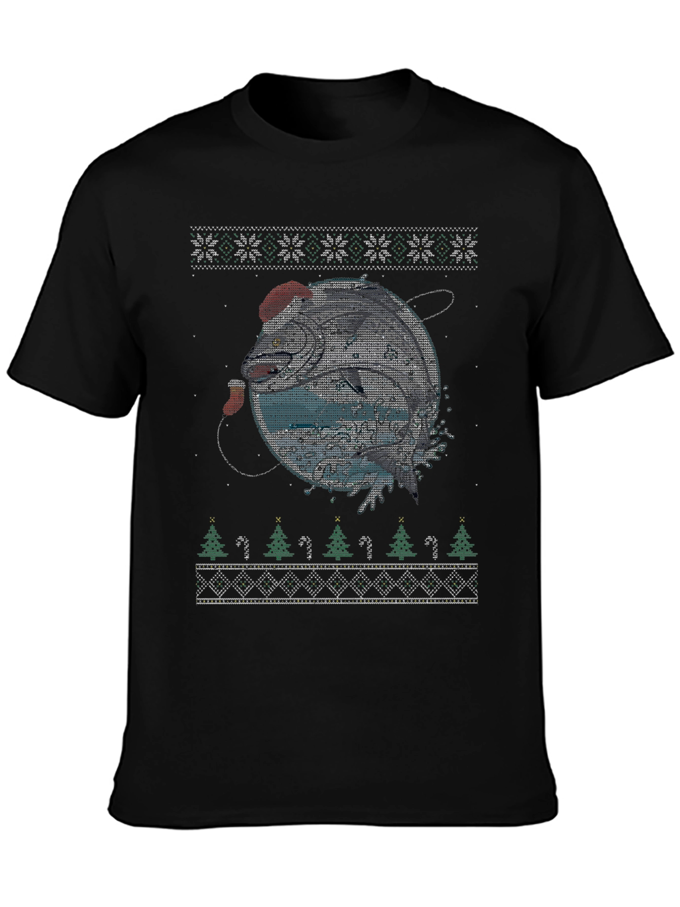 Festive Fishing Christmas Sweater T-Shirt