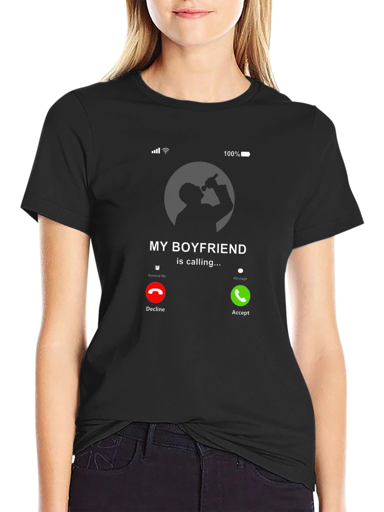 My Boyfriend is Calling T-Shirt - Novelty Graphic Tee