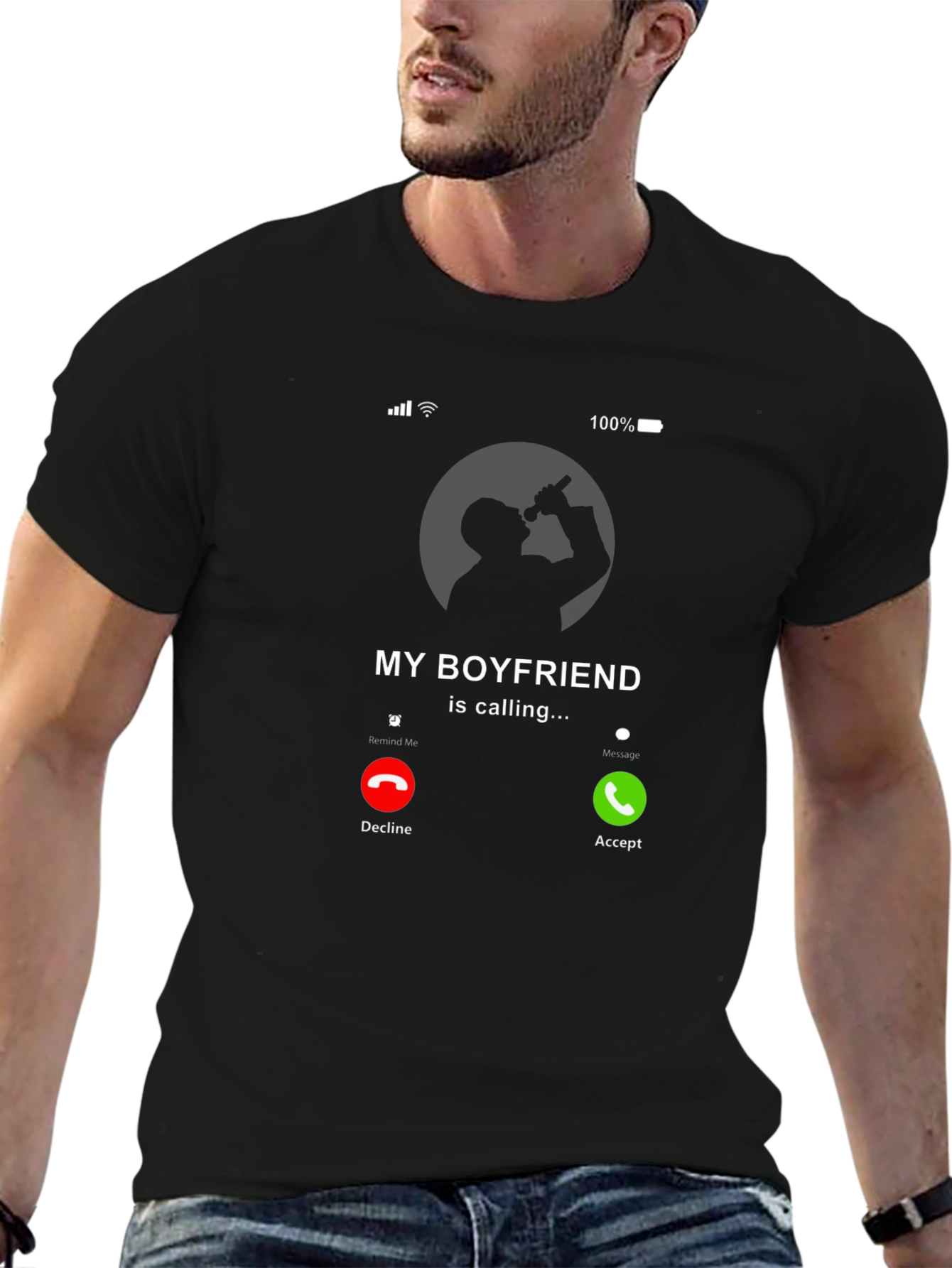My Boyfriend is Calling T-Shirt - Novelty Graphic Tee