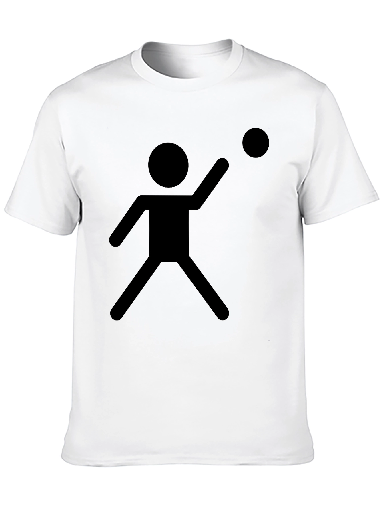 Stick Figure Throwing Ball Black T-Shirt