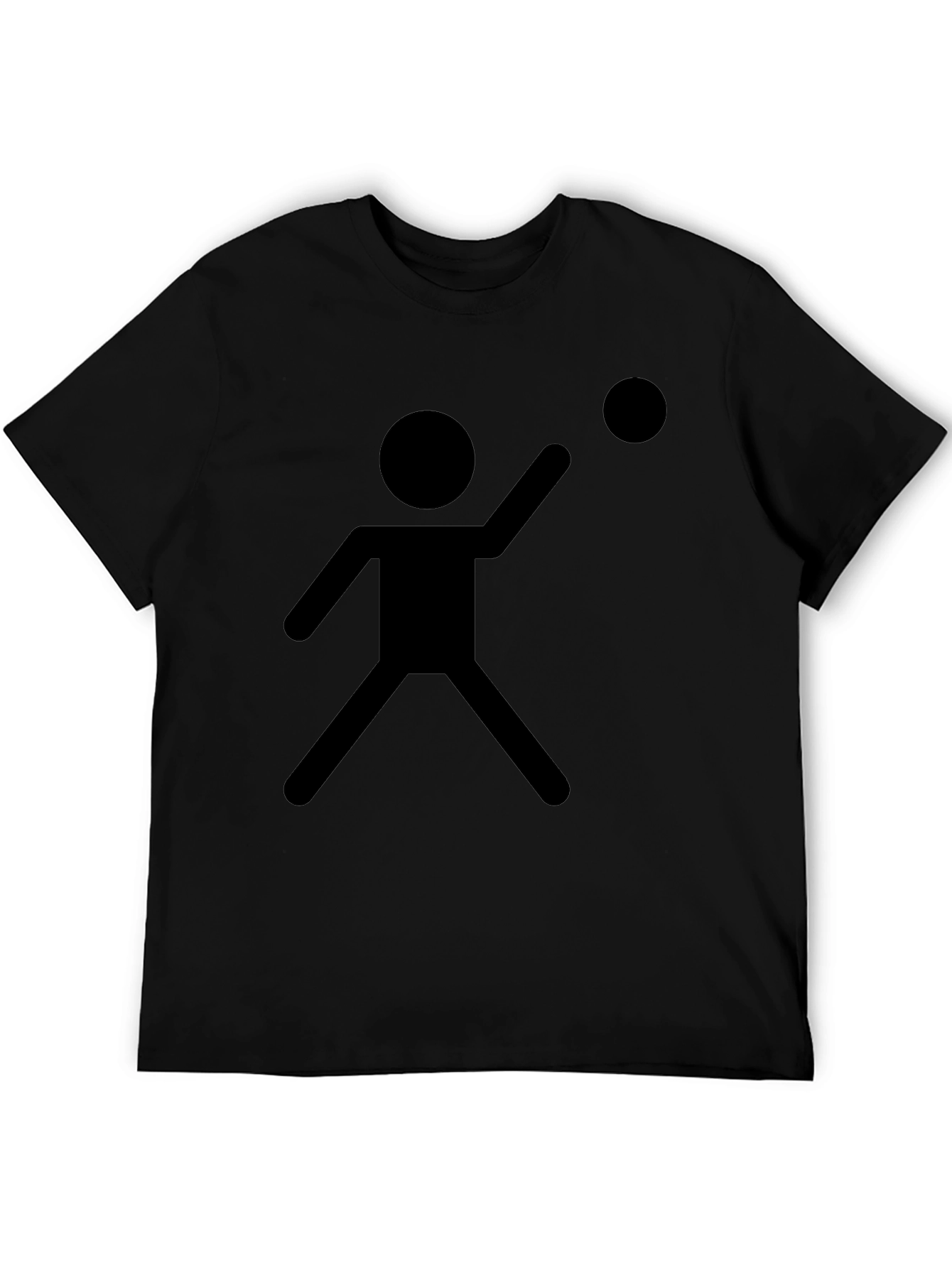 Stick Figure Throwing Ball Black T-Shirt