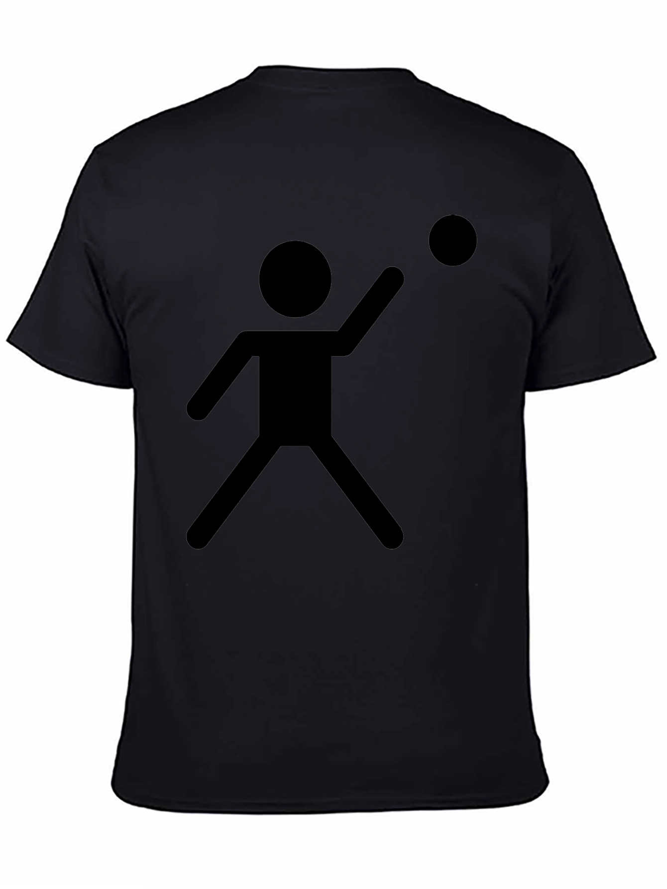 Stick Figure Throwing Ball Black T-Shirt