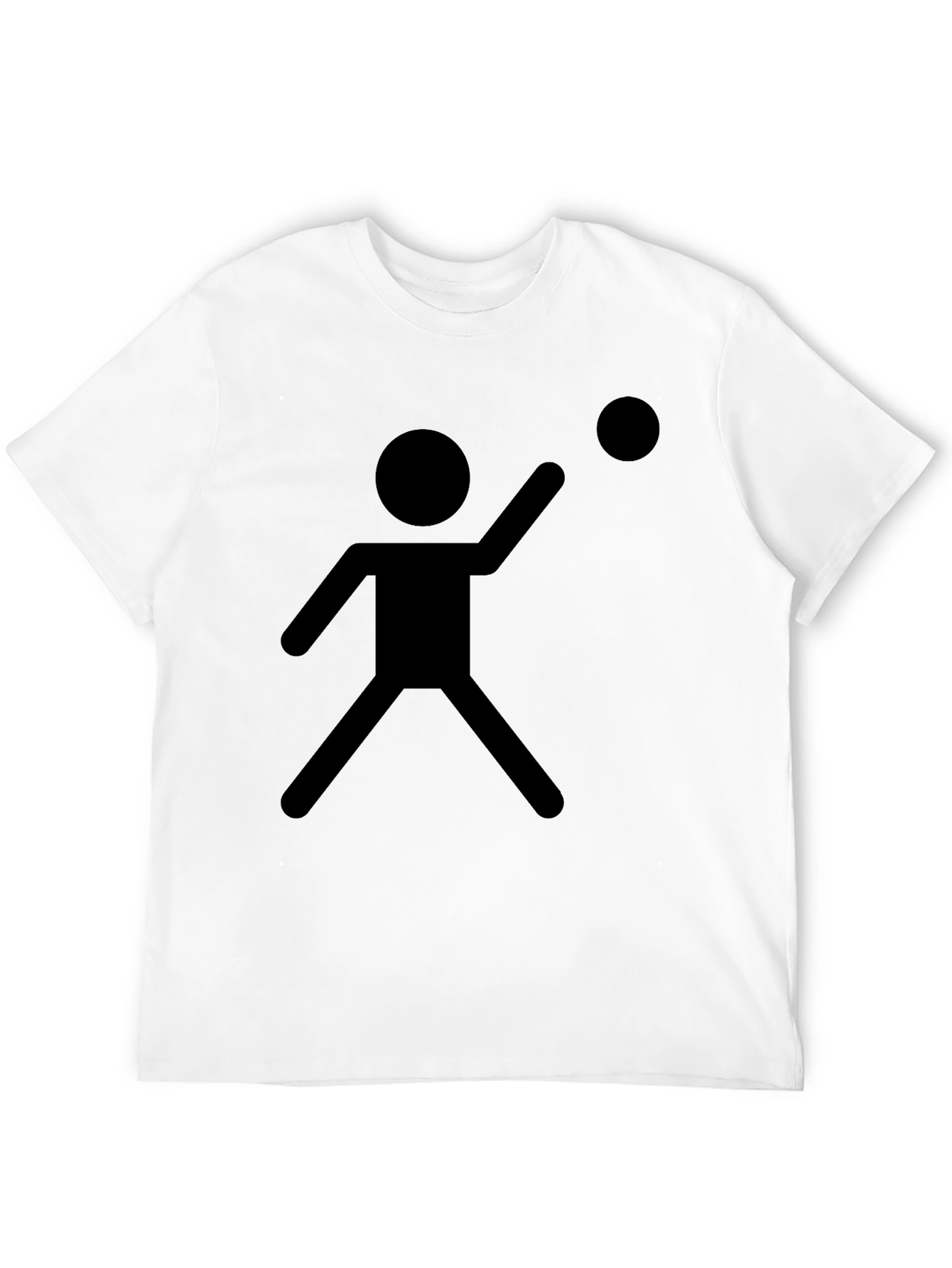 Stick Figure Throwing Ball Black T-Shirt