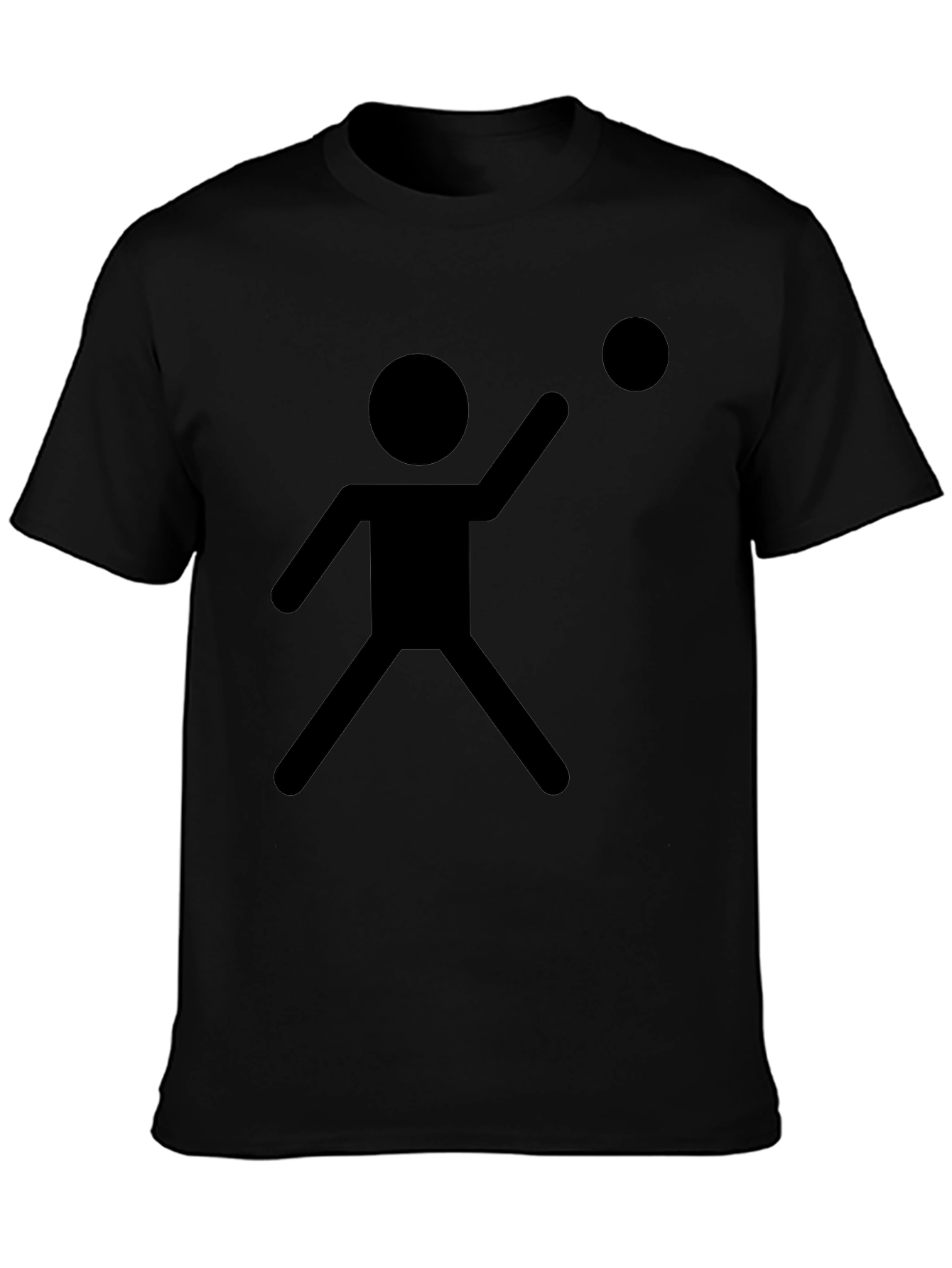 Stick Figure Throwing Ball Black T-Shirt