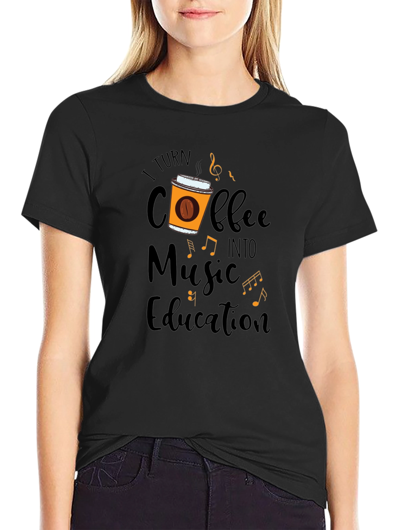 Coffee Music Education Black T-Shirt