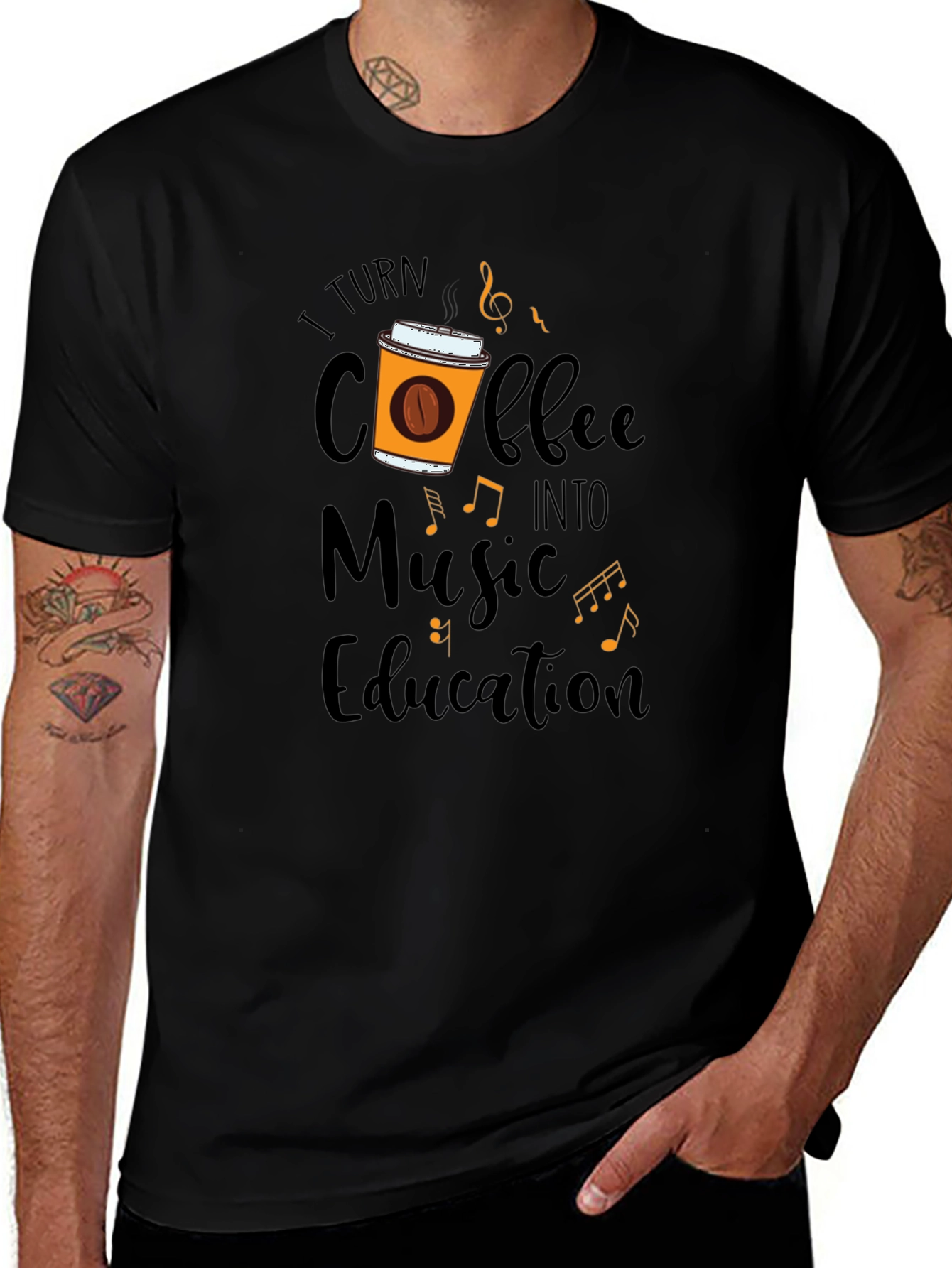 Coffee Music Education Black T-Shirt