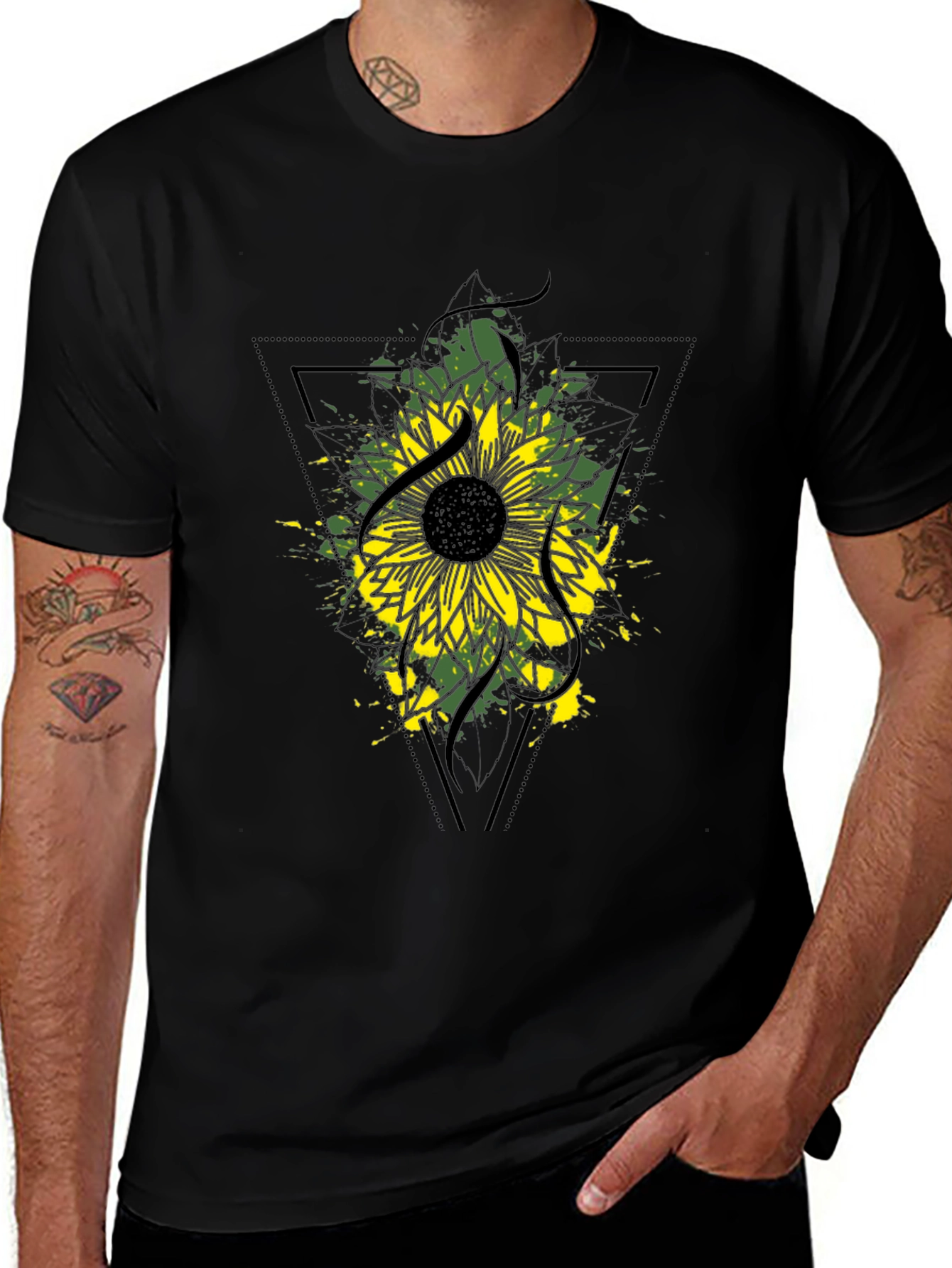 Sunflower Graphic Tee - Modern Black T-Shirt