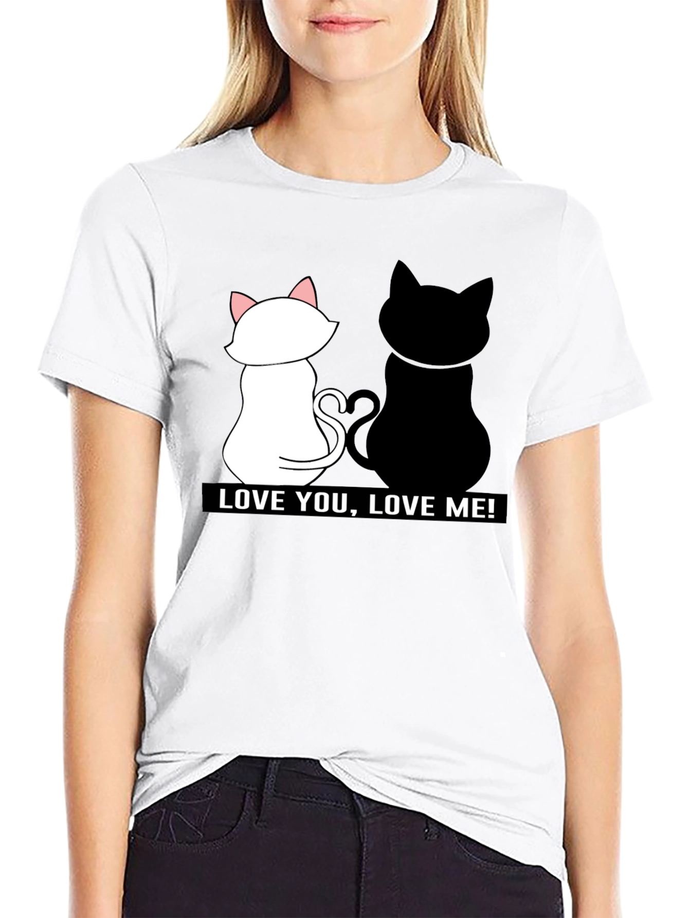 Love You Love Me! Black Cat Graphic Tee