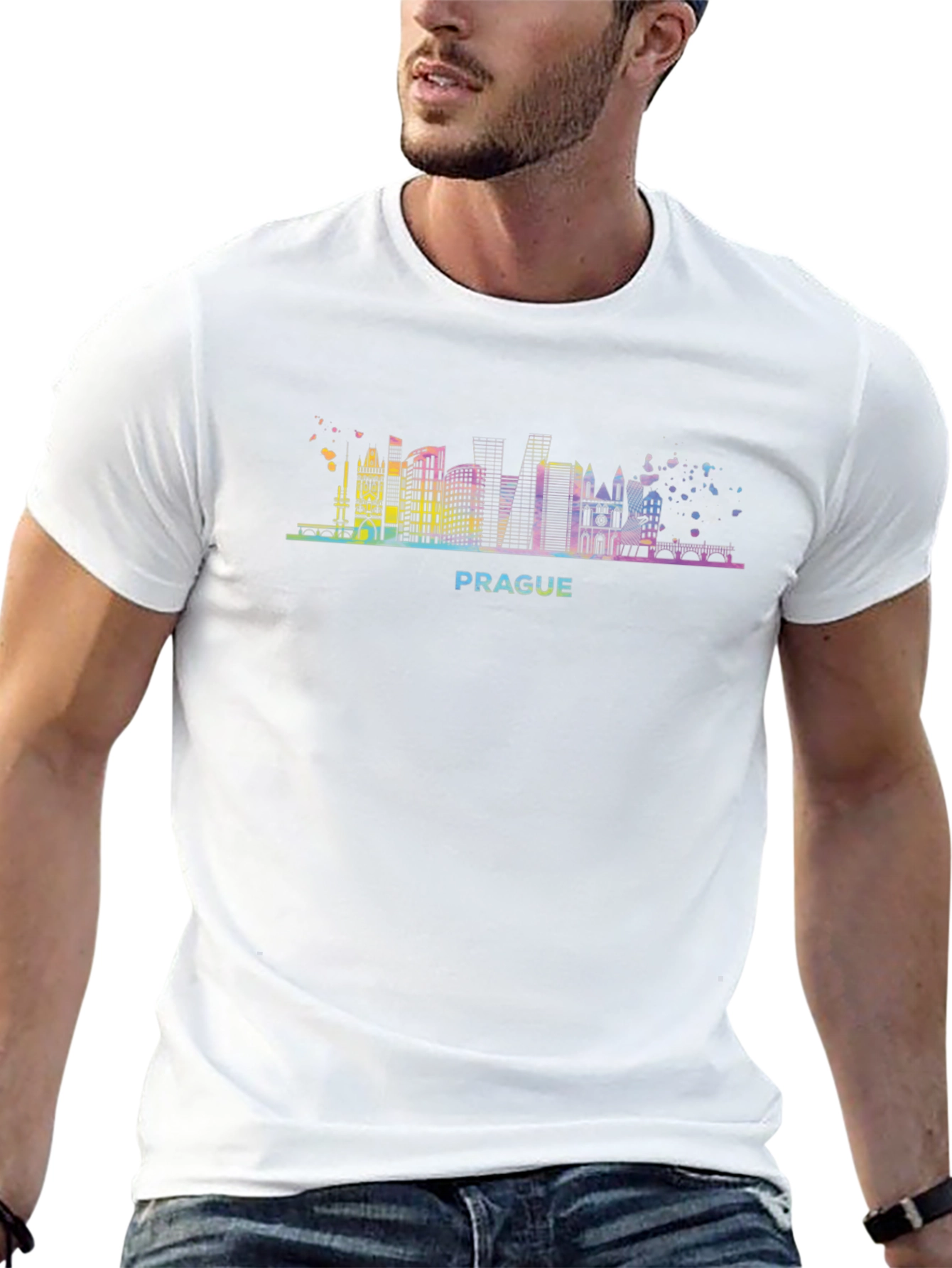 Prague Skyline Graphic Tee - Mens Black T-Shirt
