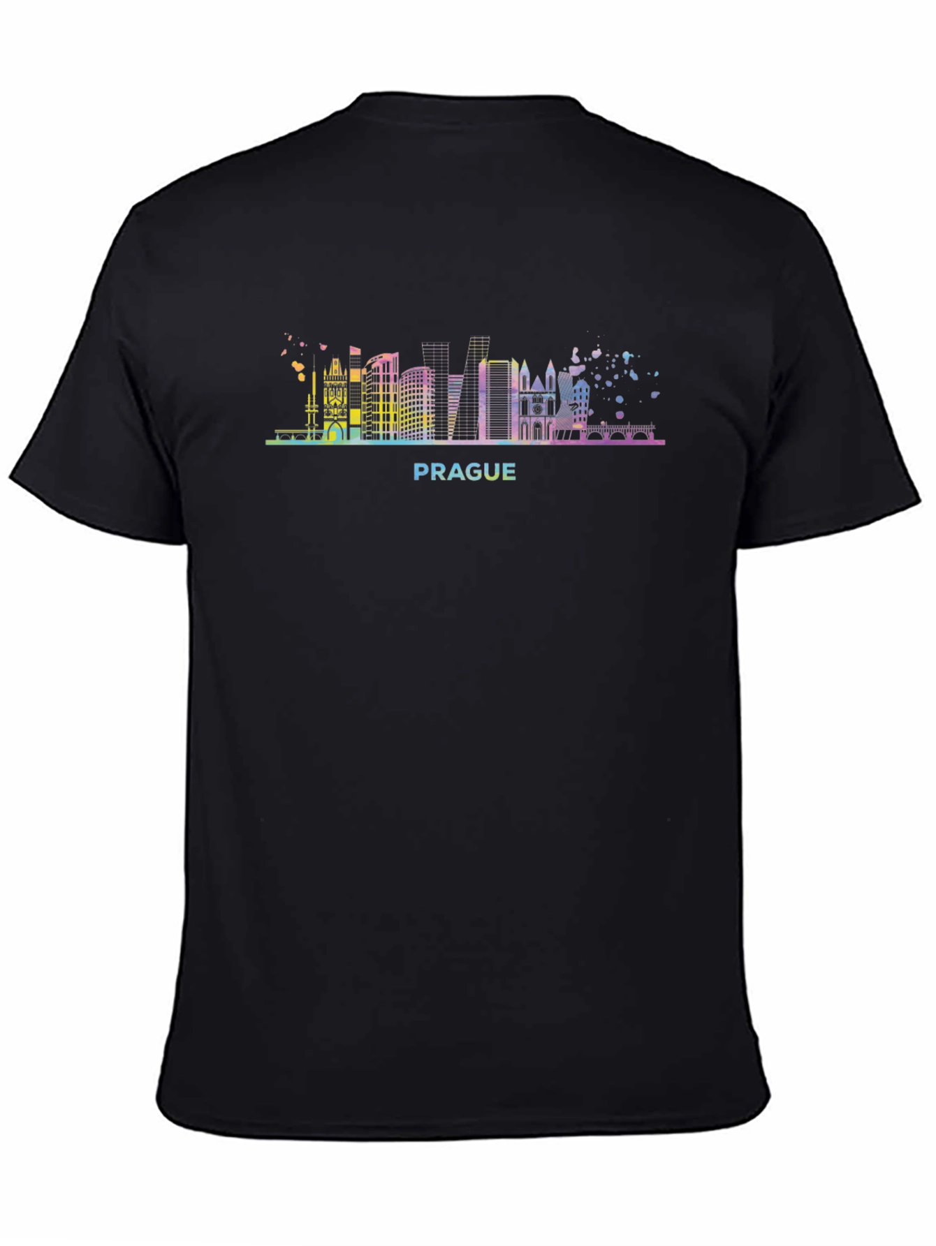 Prague Skyline Graphic Tee - Mens Black T-Shirt