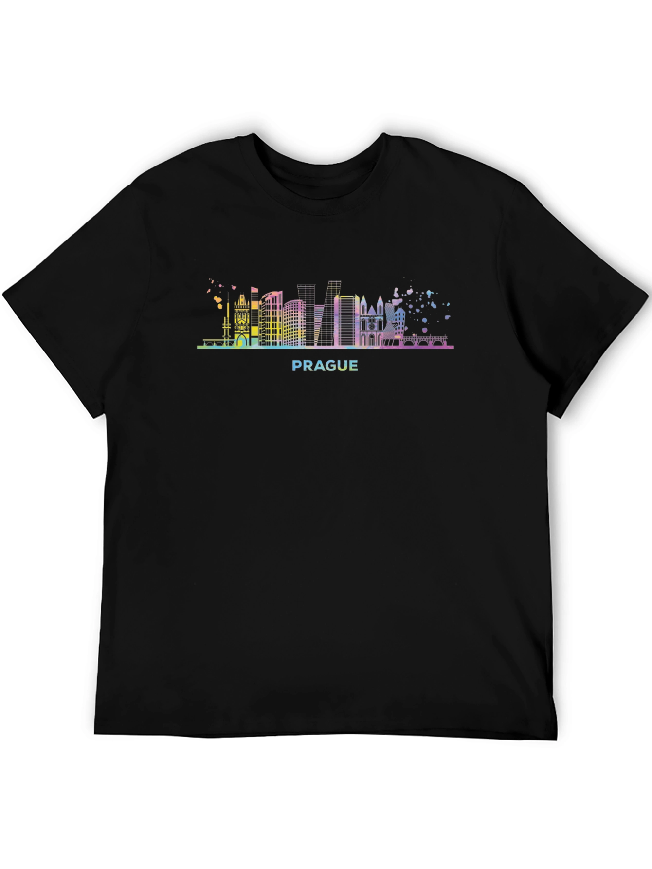 Prague Skyline Graphic Tee - Mens Black T-Shirt