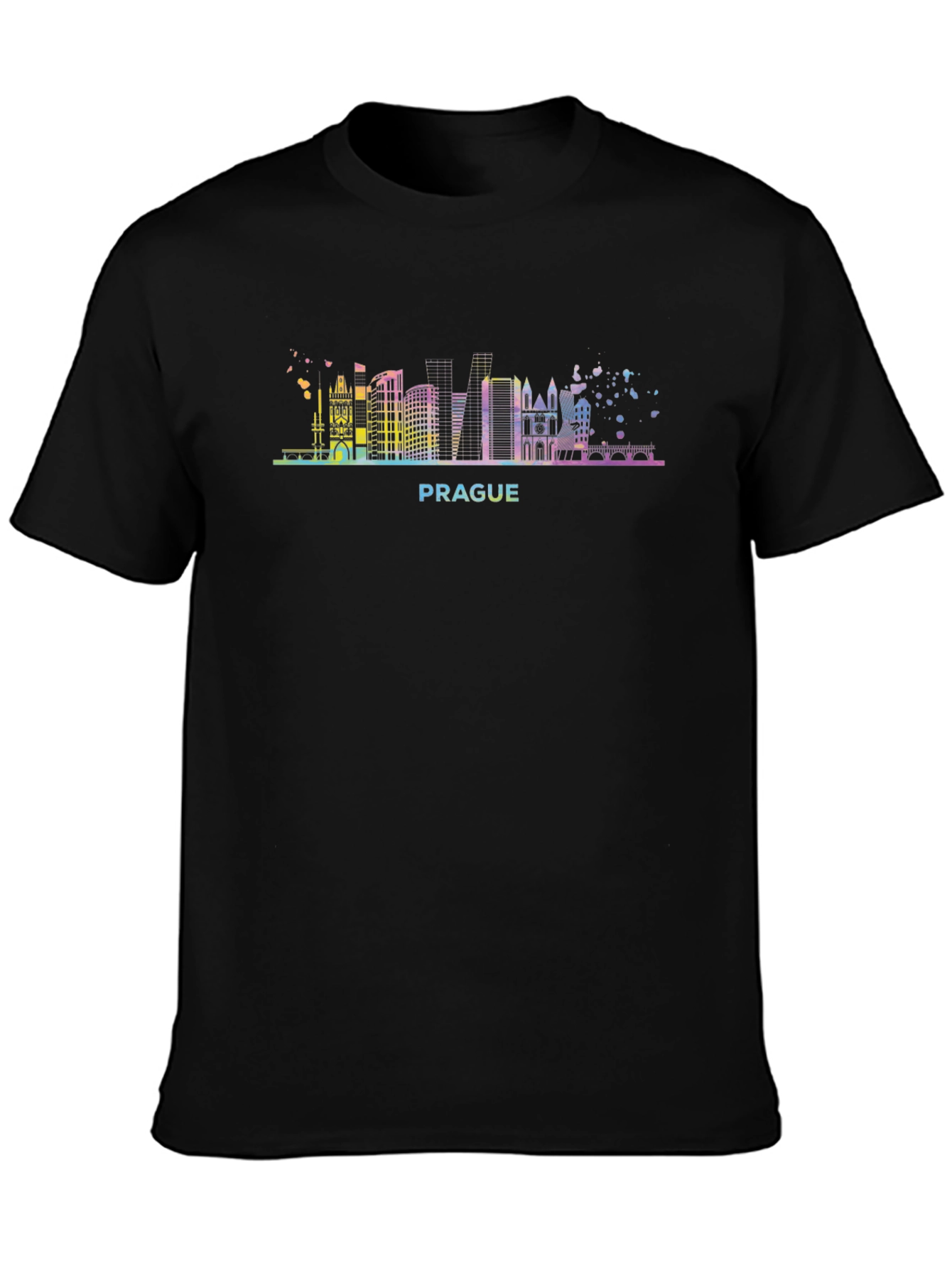 Prague Skyline Graphic Tee - Mens Black T-Shirt