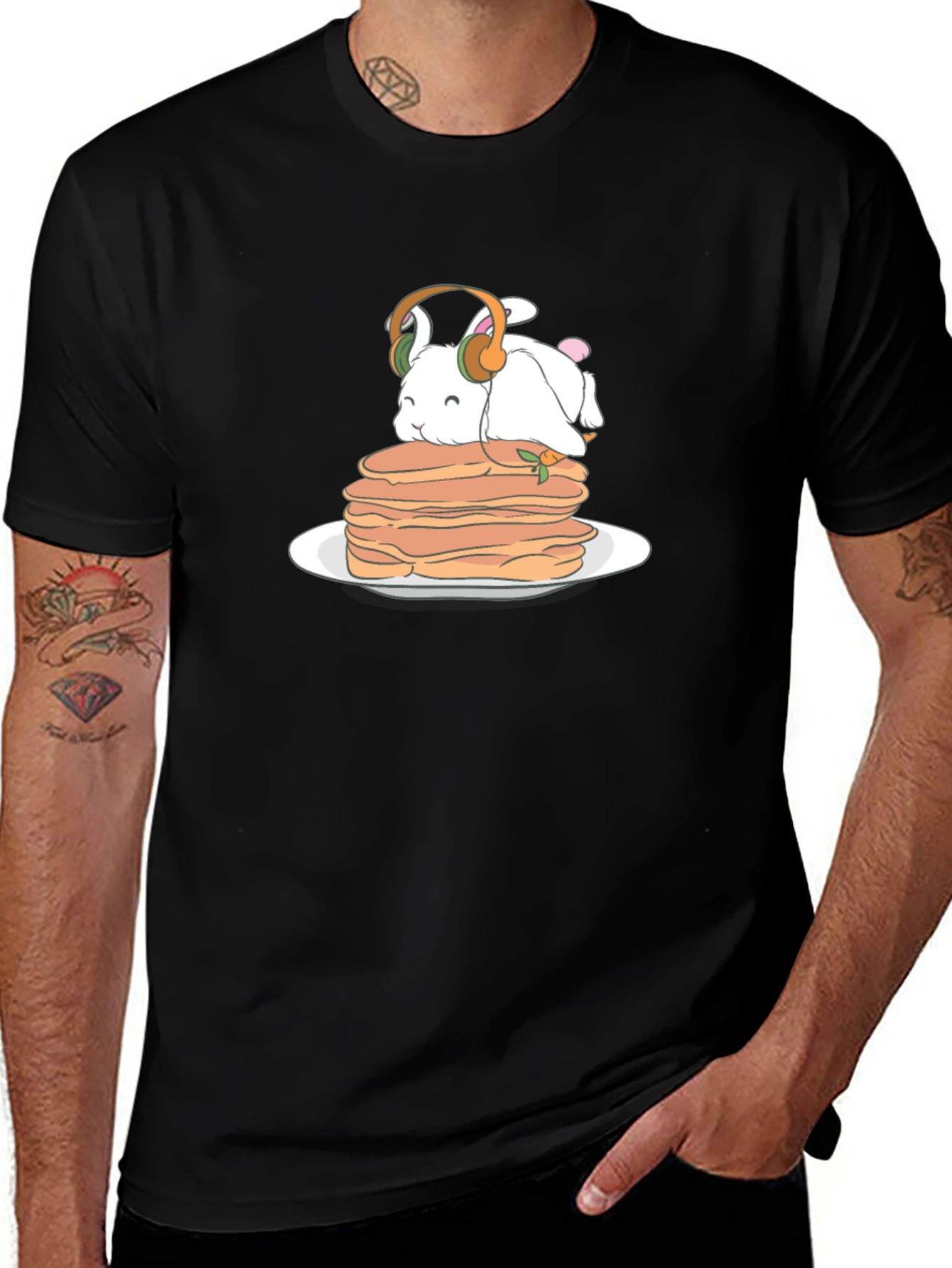 Bunny on Pancakes T-Shirt - Cute Foodie Tee