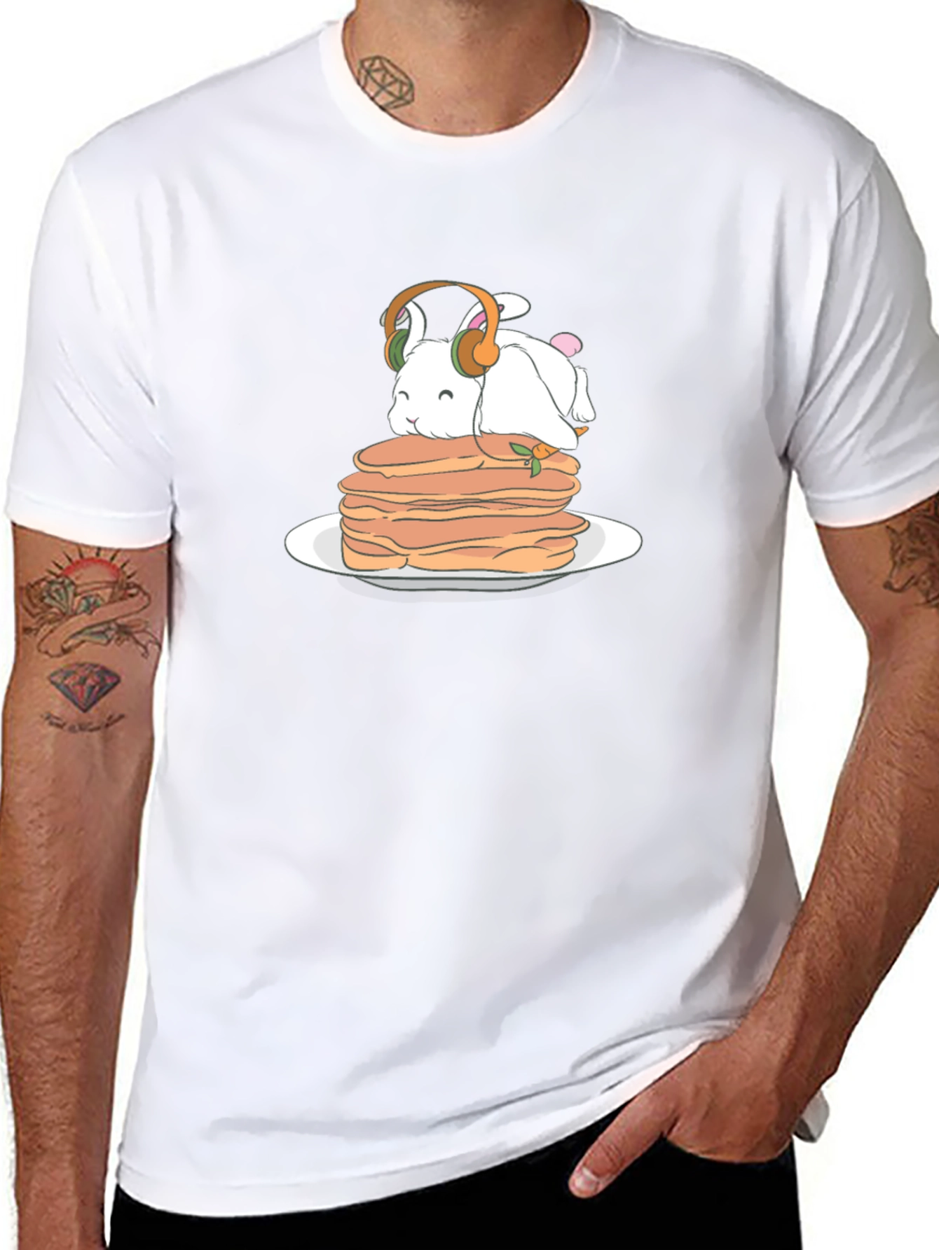 Bunny on Pancakes T-Shirt - Cute Foodie Tee
