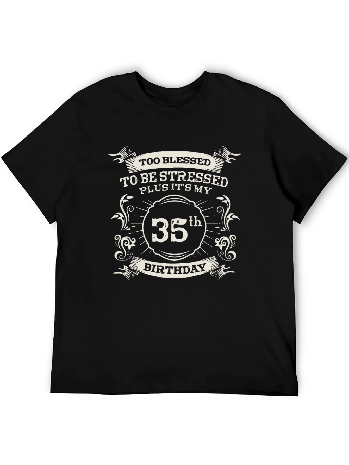 35th Birthday Blessed T-Shirt - Black