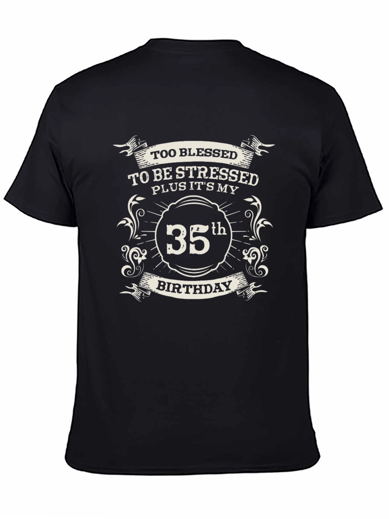 35th Birthday Blessed T-Shirt - Black