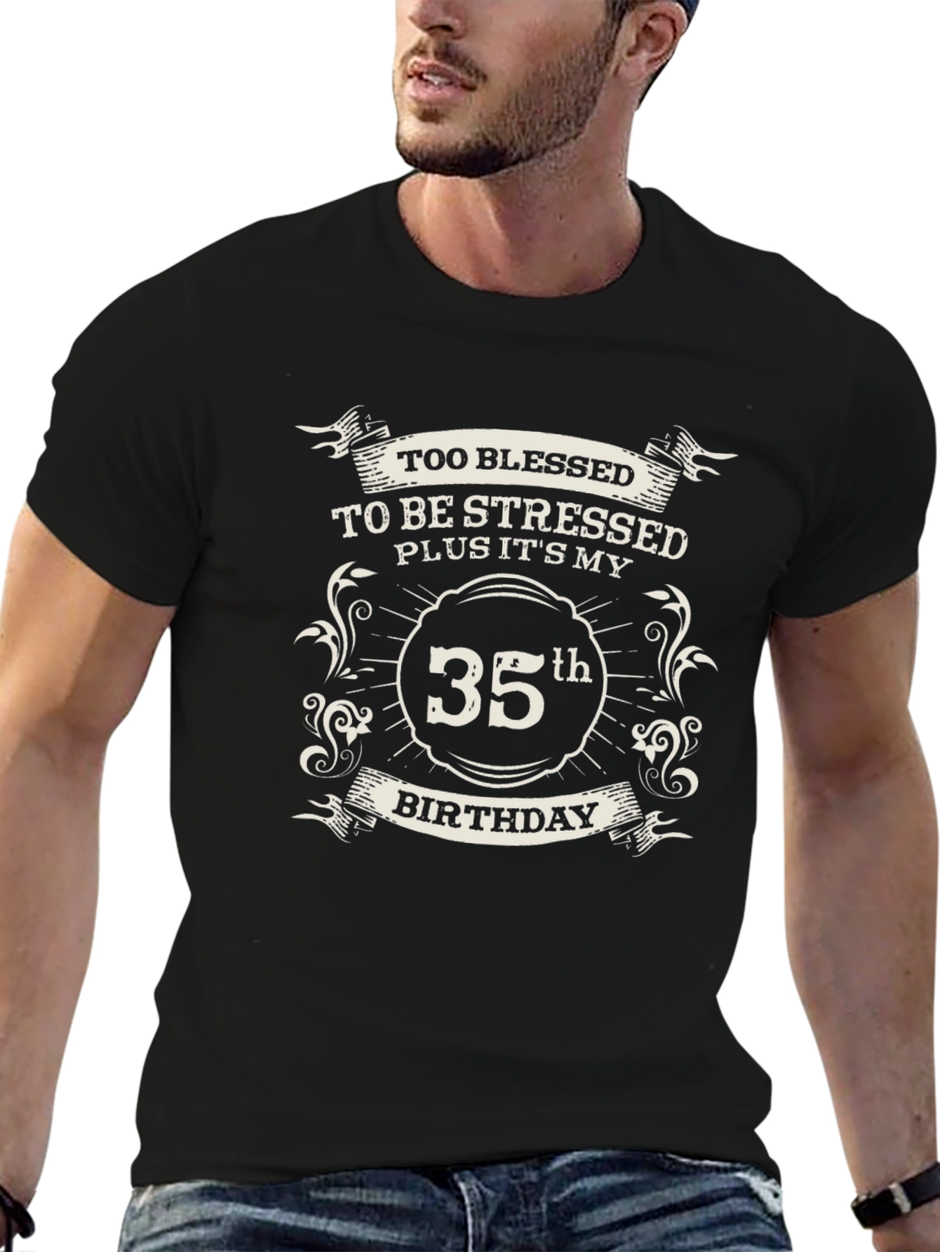 35th Birthday Blessed T-Shirt - Black