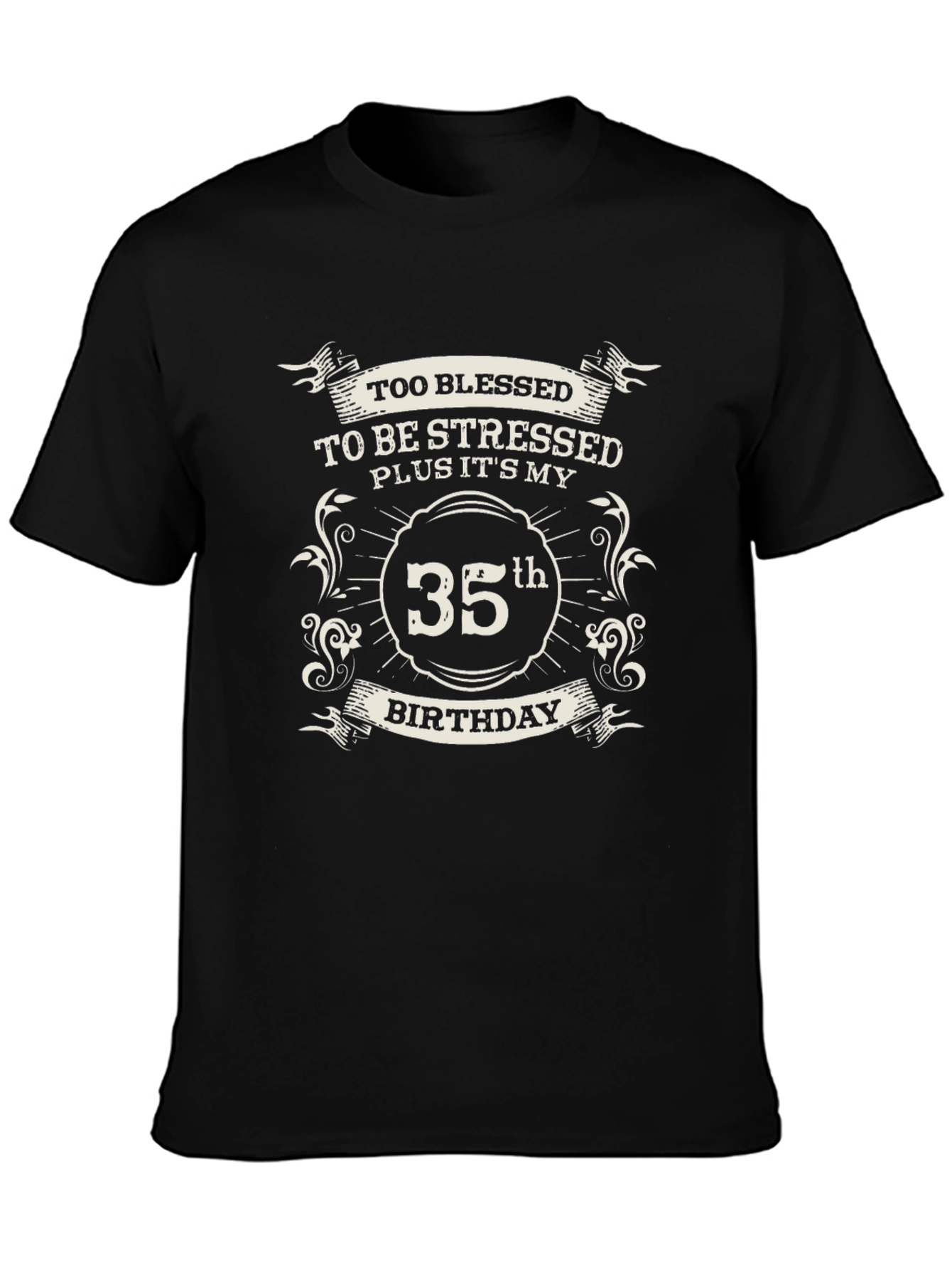 35th Birthday Blessed T-Shirt - Black