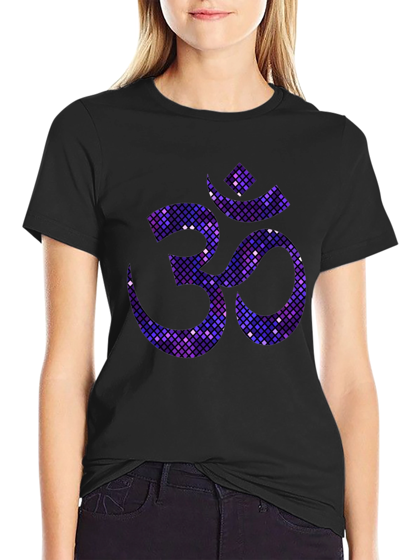 Om Symbol Mosaic Tee - Spiritual Black T-Shirt