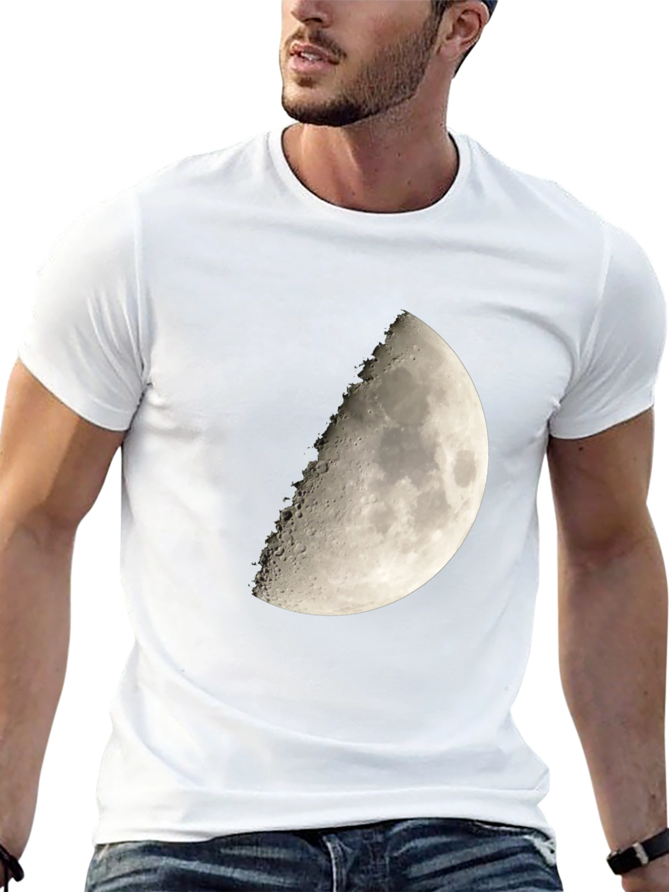 Lunar Phase Graphic Tee - Mens Black Cotton T-Shirt