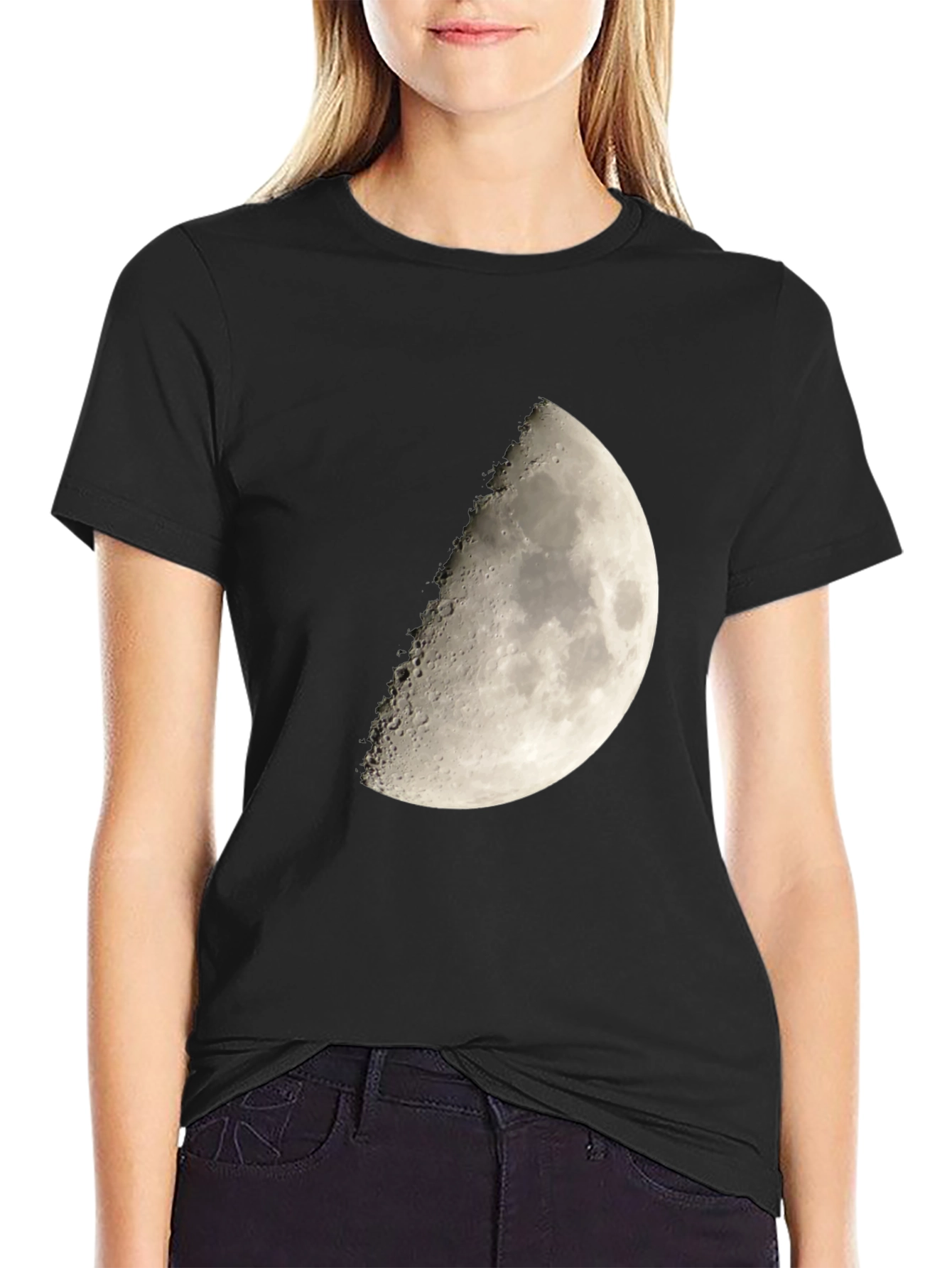 Lunar Phase Graphic Tee - Mens Black Cotton T-Shirt