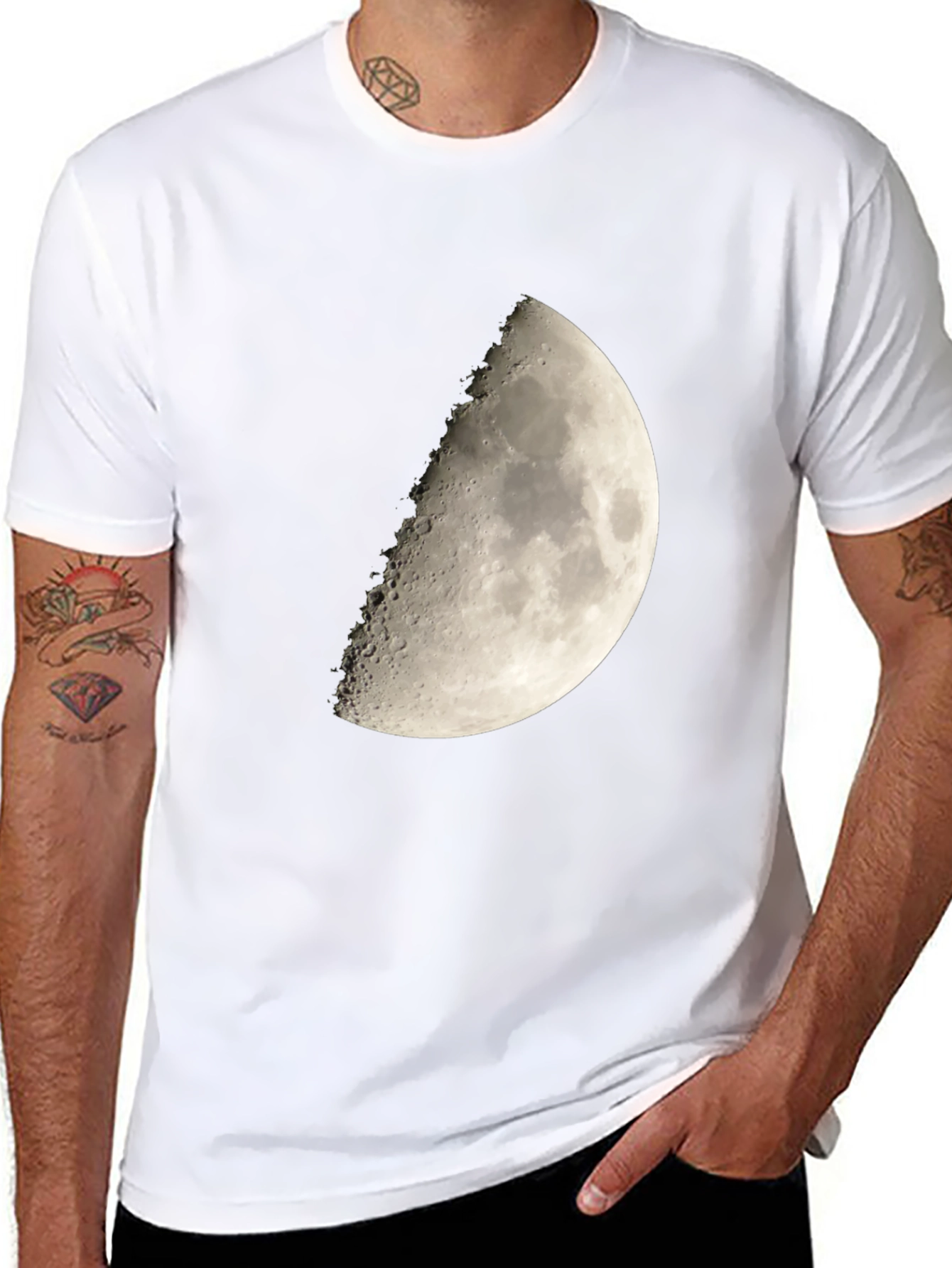 Lunar Phase Graphic Tee - Mens Black Cotton T-Shirt