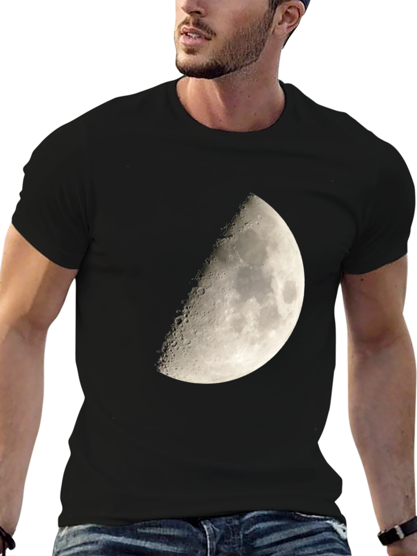 Lunar Phase Graphic Tee - Mens Black Cotton T-Shirt