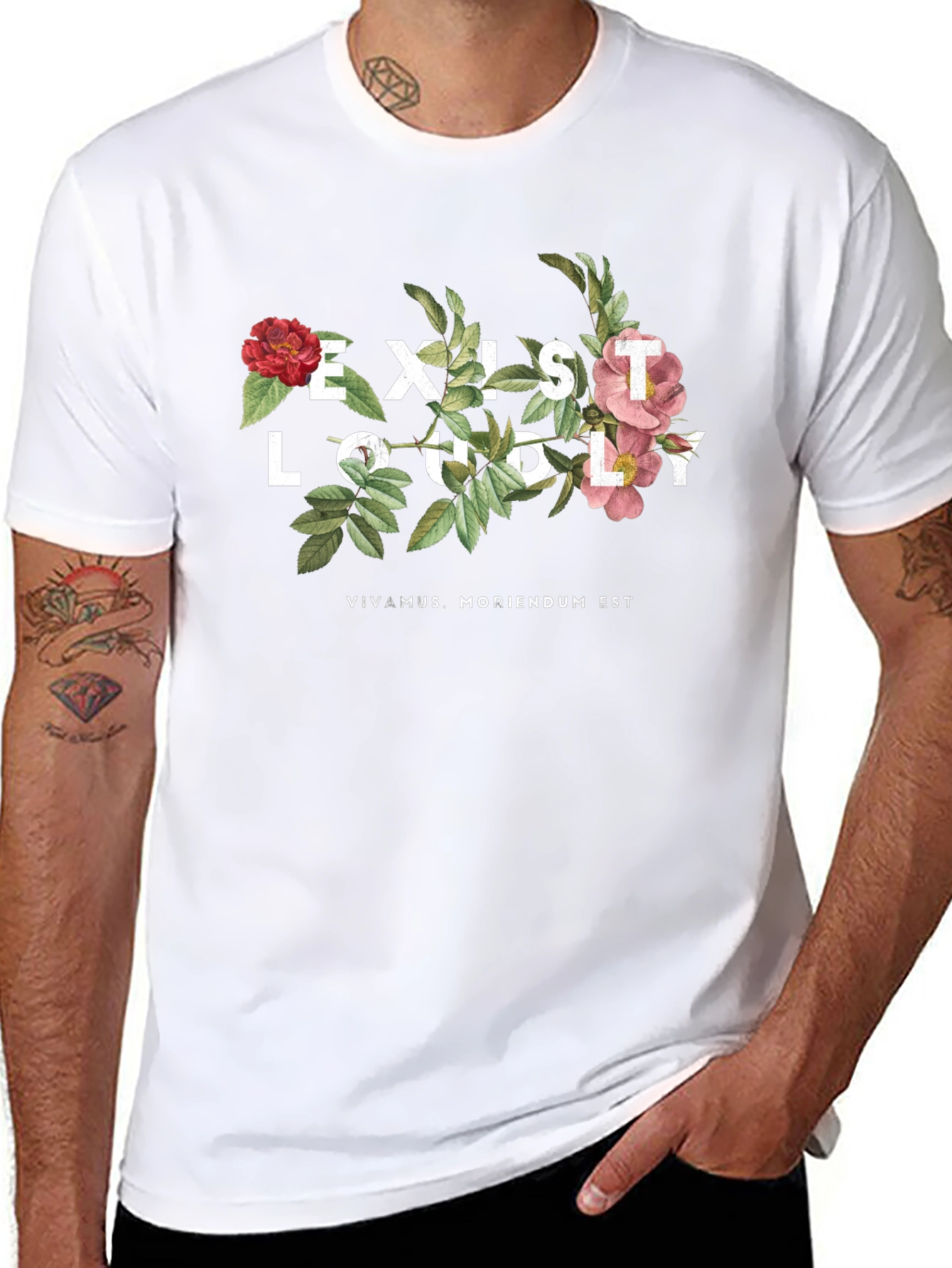 Exist Loudly Floral Print Black T-Shirt